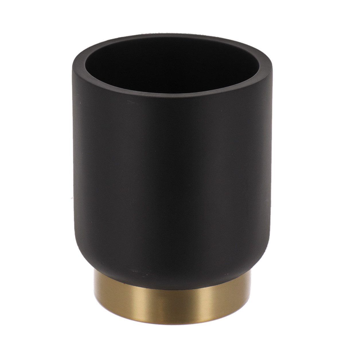 LikeKa Badaccessoire-Set schwarz Matt Gold Seifenspender Toilettenbürste Kosmetikeimer