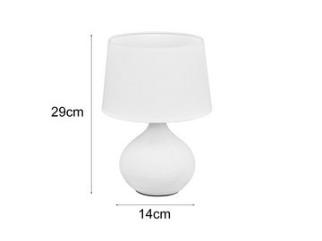 meineWunschleuchte LED Tischleuchte, LED wechselbar, Warmweiß, kleine Designklassiker Fensterlampe, Stoff Lampenschirm Weiß H: 29cm