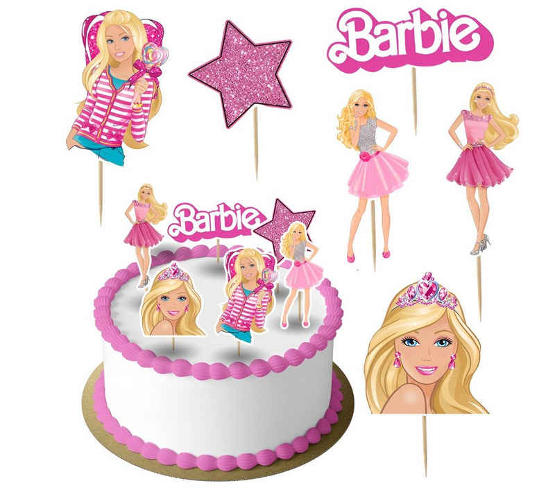 Festivalartikel Tortenstecker Barbie Topper Set 6 Stk Geburstag Torten Deko Kuchen Junge
