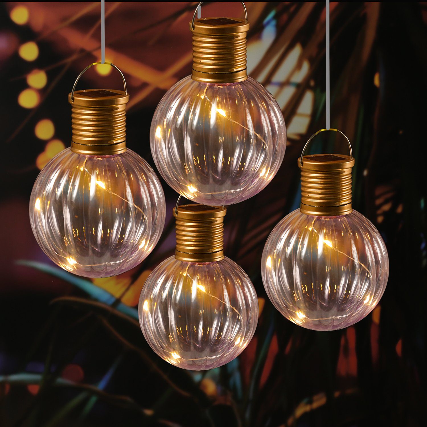 MARELIDA LED Solarleuchte LED Solar Glühbirnen Kugelleuchte für Garten Terrasse Balkon rosa 4St., LED Classic, warmweiß (2100K bis 3000K)