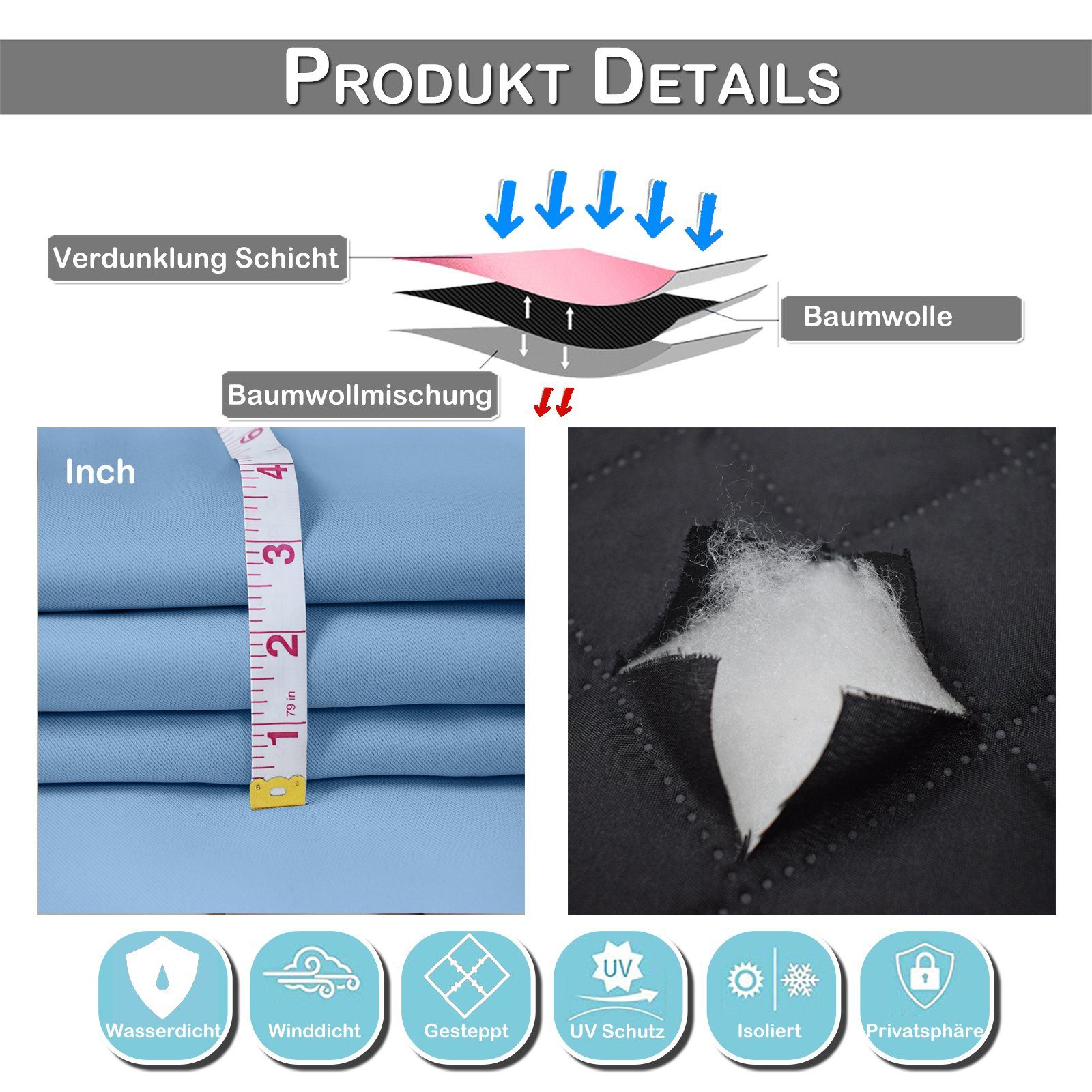 Sunicol Gardine Blickdicht Thermovorhang mit Ösen, Verdunklungsvorhänge Käl günstig online kaufen