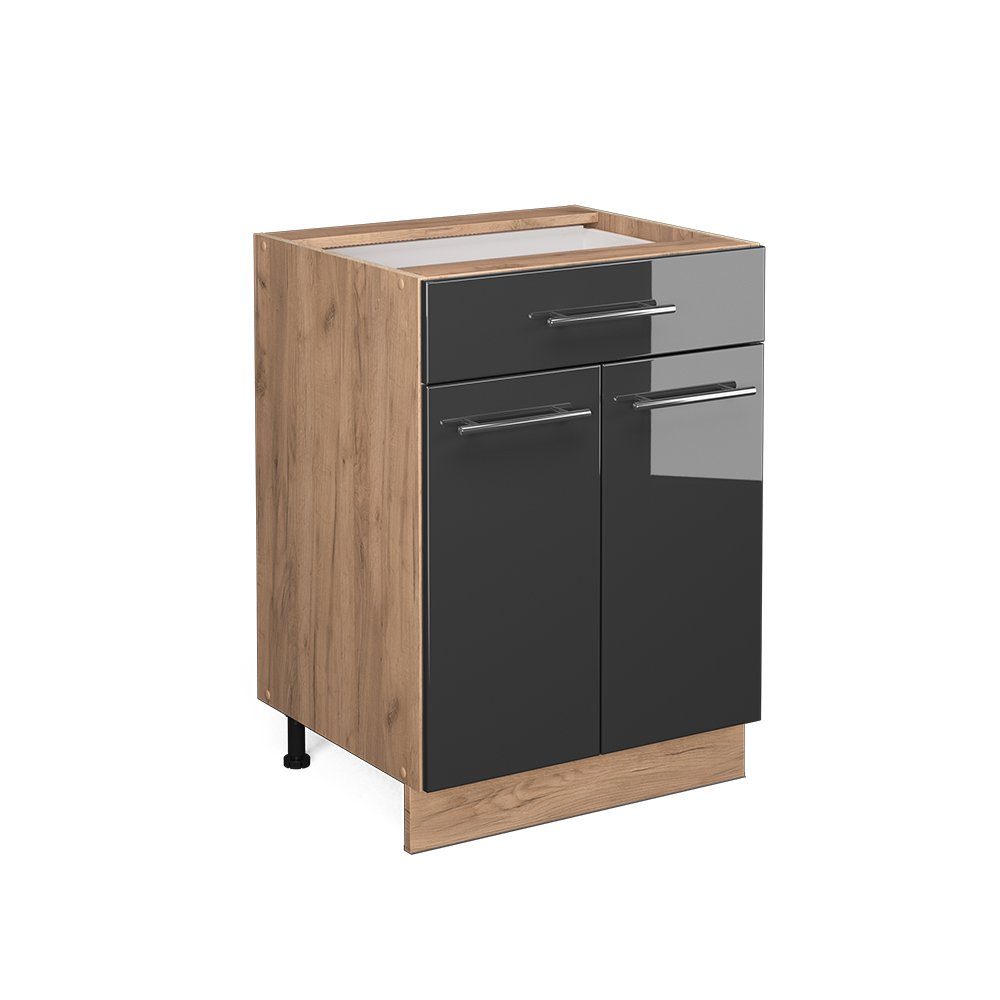 Vicco Unterschrank Fame-Line, Anthrazit Hochglanz/Eiche 60cm, günstig online kaufen