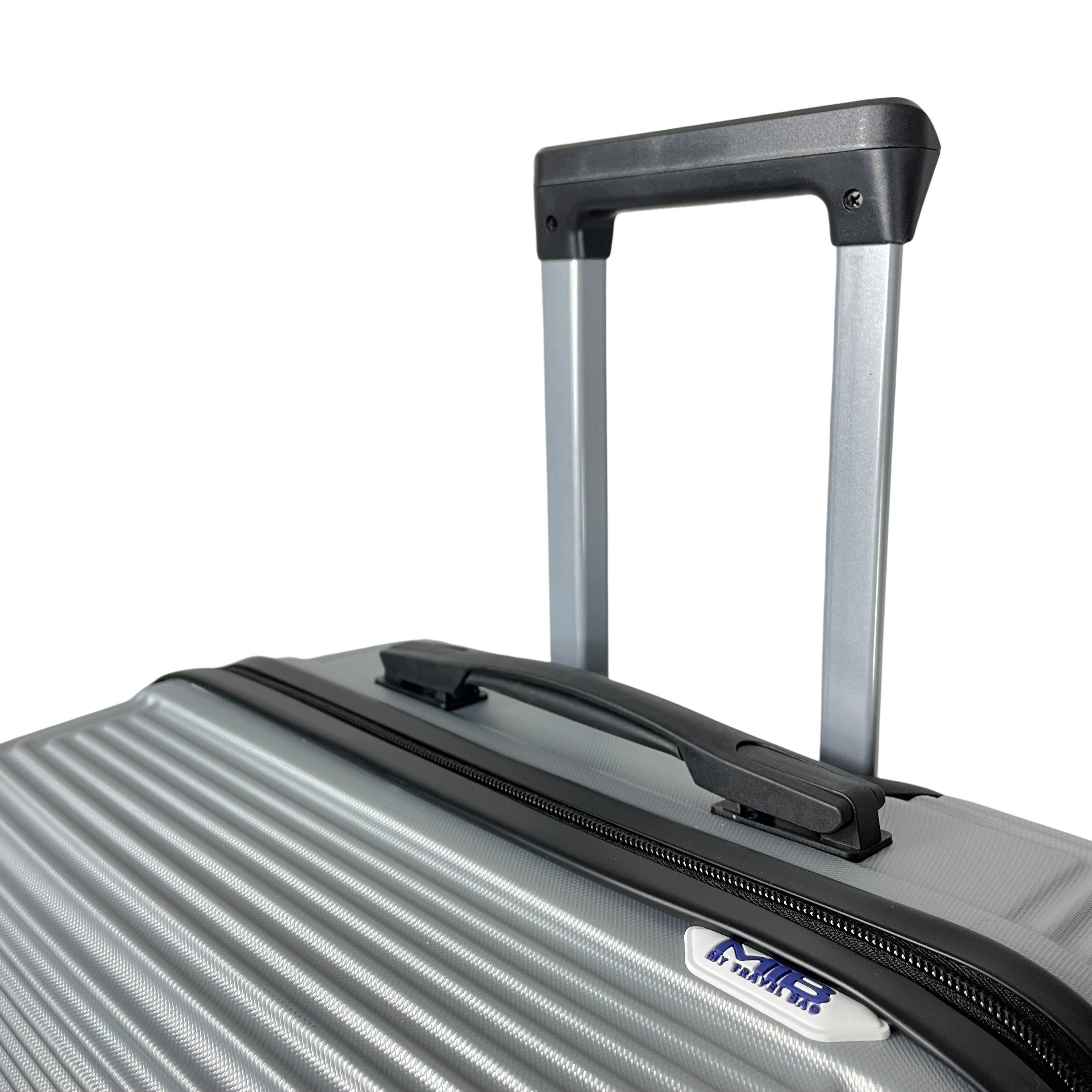 MTB Koffer Reisekoffer ABS Silber (Handgepäck-Mittel-Groß-Set) Hartschalenkoffer