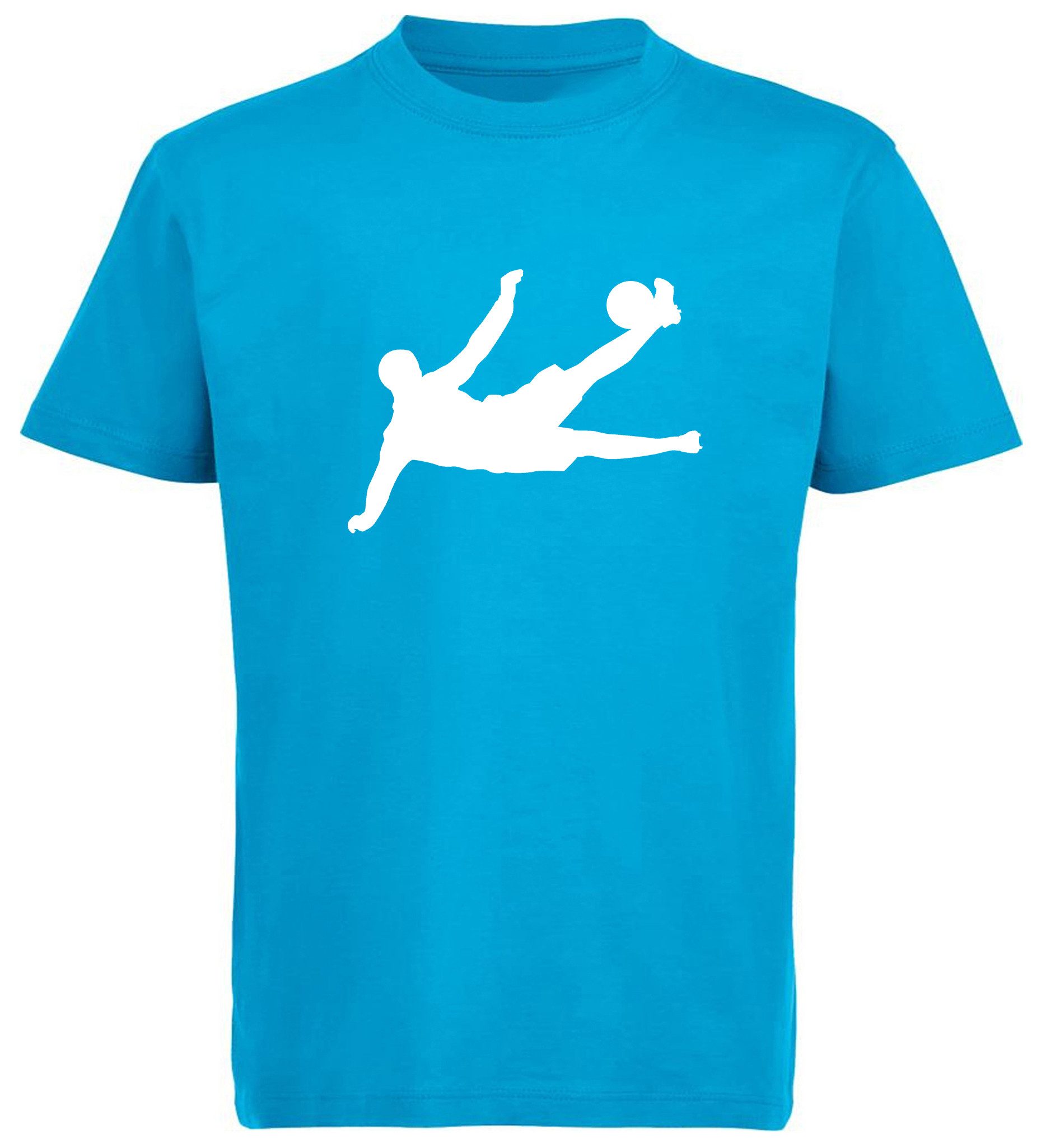 T-Shirt Kinder Fussball Print Shirt - Fussballer beim Seitfallzieher