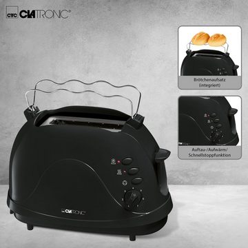 CLATRONIC Toaster 2 Scheiben Toastautomat TA 3565 mit Krümelschublade, 2 kurze Schlitze, für 2 Scheiben, 700 W, Brötchenaufsatz, Aufwärm-, Auftau-, Schnellstoppfunktion