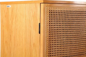 COUCH Highboard Feines Geflecht, Mit Rattan-Geflecht Einsatz, abgerundete Form