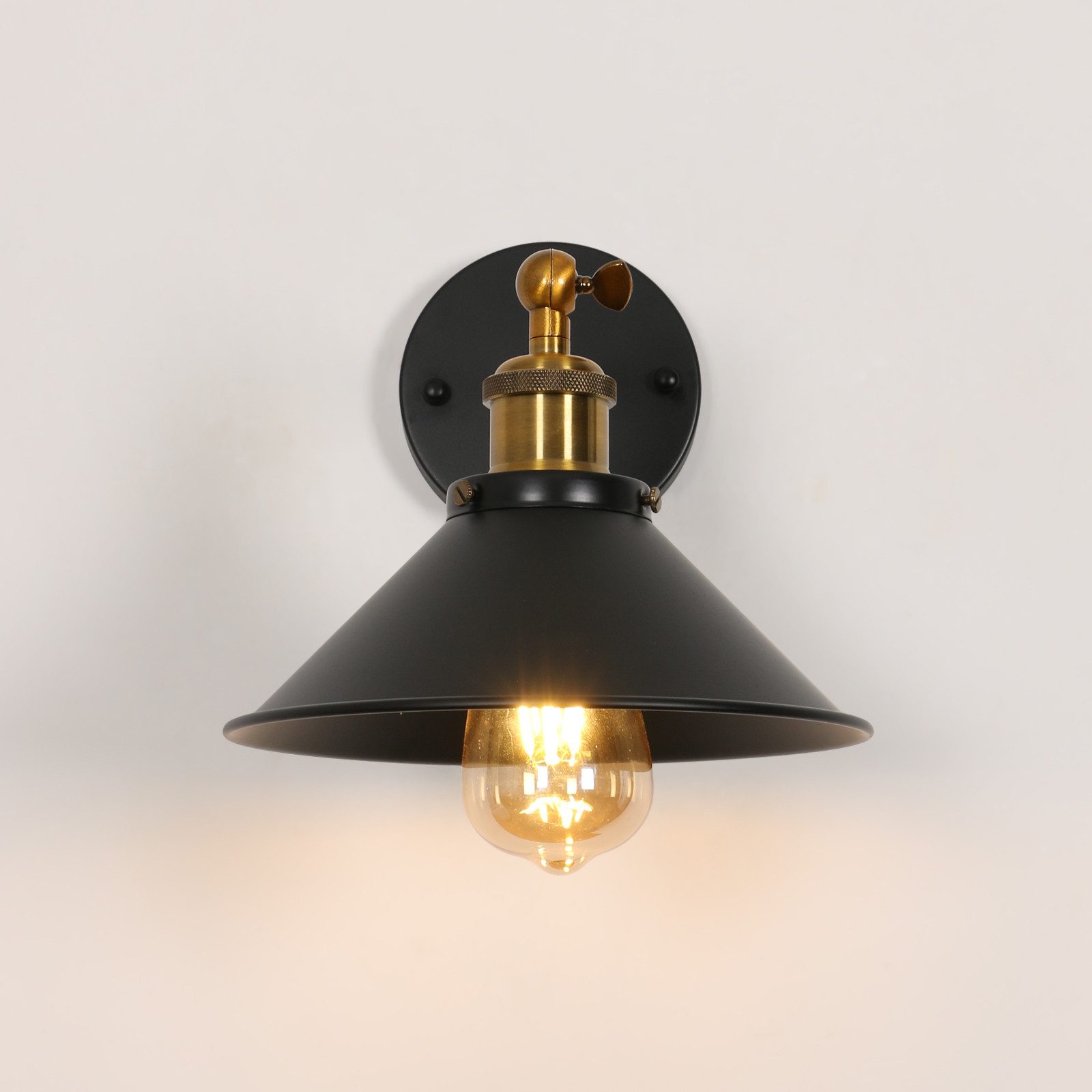 Riserva Wandleuchte Vintage Wandleuchte E27 Schwarz-Gold Wandlampe Innen Retro, Halogen