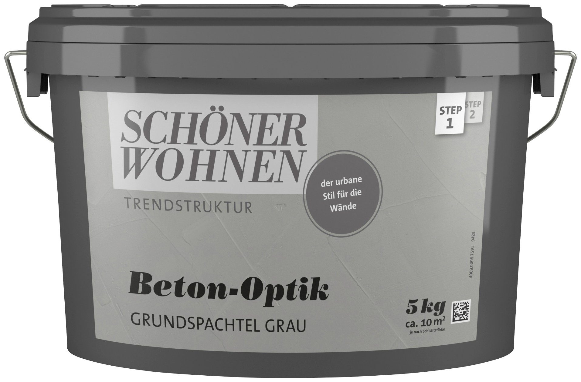 SCHÖNER WOHNEN-Kollektion Spachtelmasse Betonoptik Grundspachtel, 5 kg,  grau, Grundspachtelung für die Beton-Optik