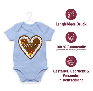 Shirtracer Shirtbody Lebkuchenherz Servus Mode für Oktoberfest Baby Outfit