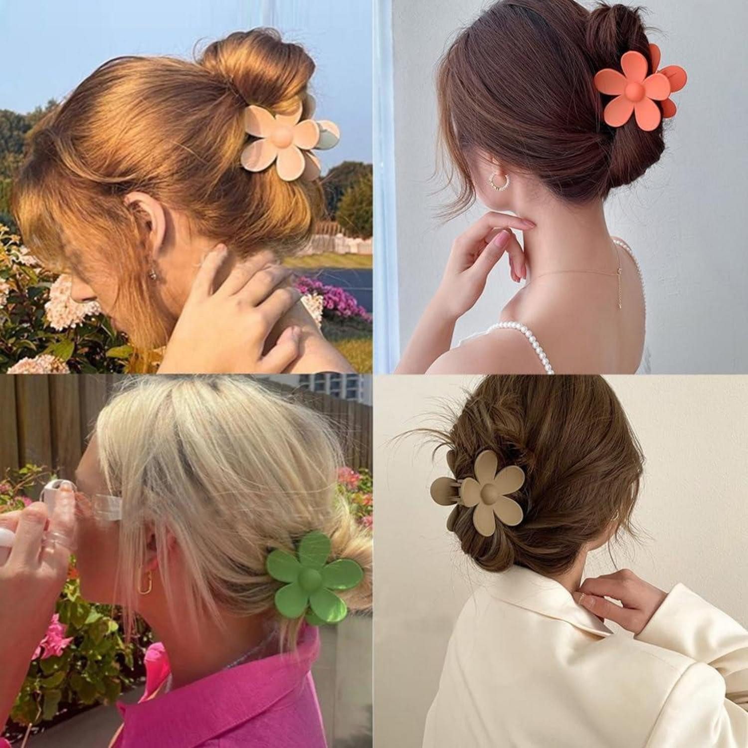 LuxusKollektion Haarklammer 6er Set Blumen Haarklammern Acryl Matte Große Klauen Clips für Frauen