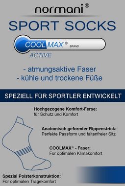 normani Sneakersocken 6 Paar Coolmax Sneakersocken mit Komfortferse (6er-Set, 6 Paar) klimaregulierende Coolmaxfaser