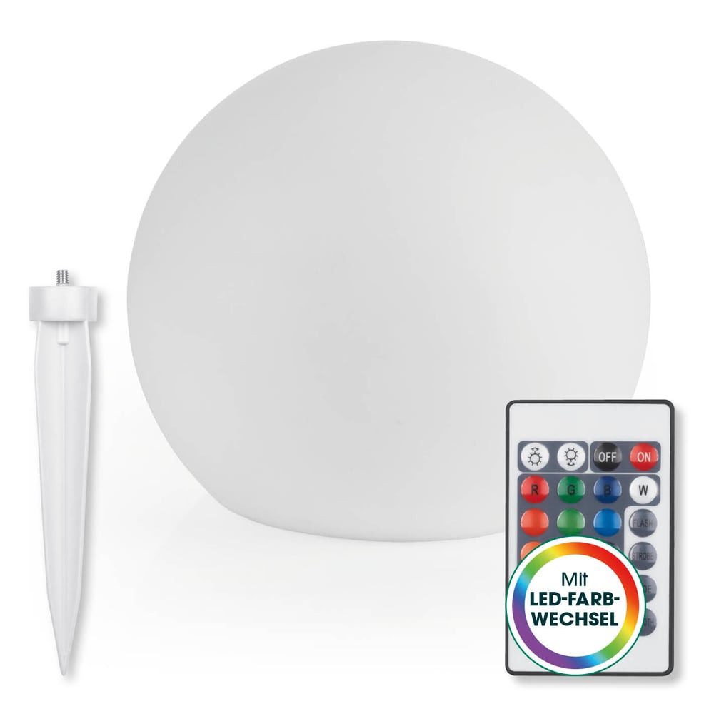 EASYmaxx LED Solarleuchte LED Solarleuchte mit Fernbedienung - kaltweiße Leuchten - Solarbetrieb, 30 cm, mit Farbwechsel - dimmbare Helligkeitsstufen, 12 Farben, 5 Leuchtmodi