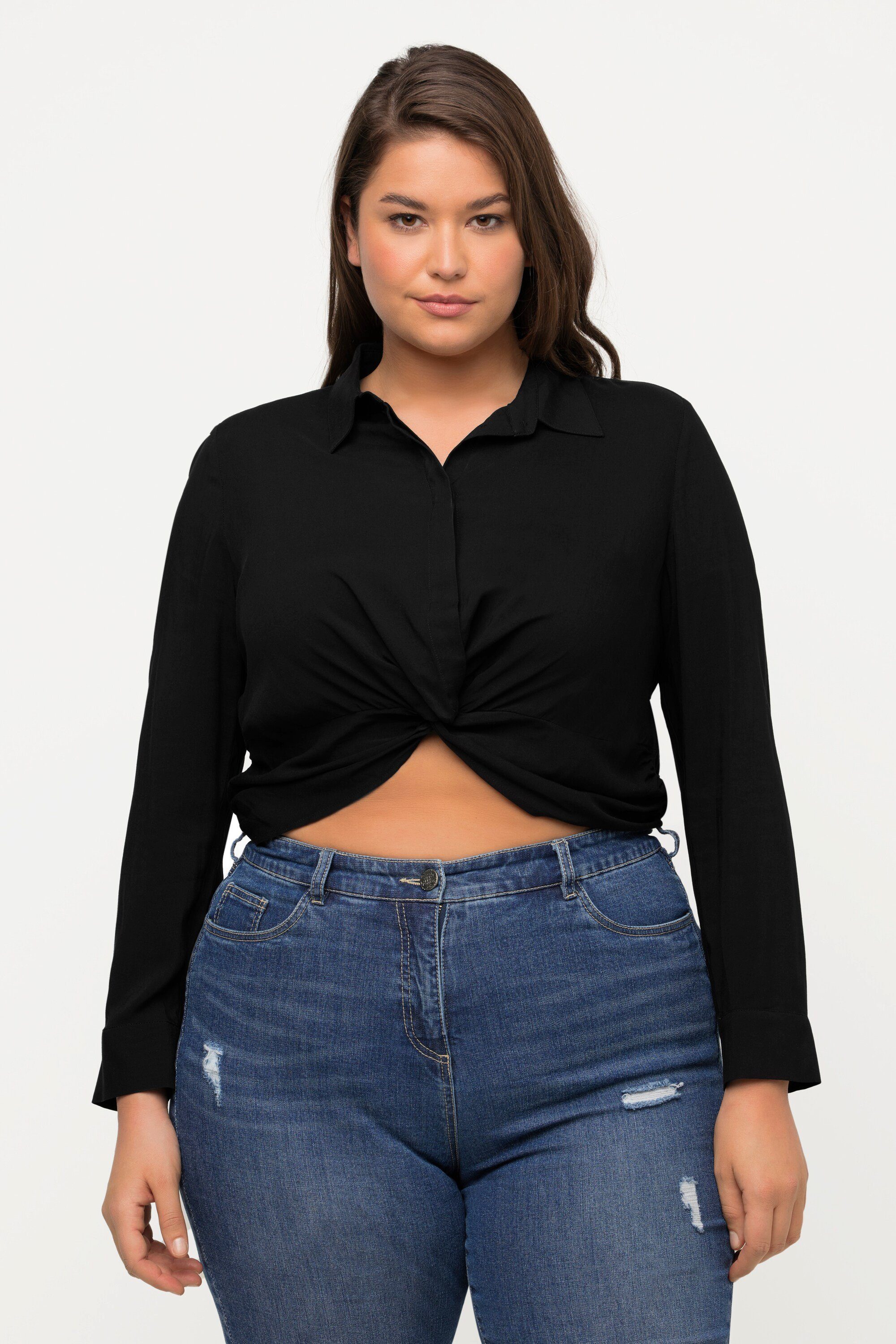 Ulla Popken Hemdbluse Hemdbluse Knoten kurz günstig online kaufen