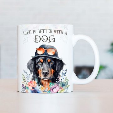 Cadouri Tasse HOVAWART - Kaffeetasse für Hundefreunde, Keramik, mit Hunderasse, beidseitig bedruckt, handgefertigt, Geschenk, 330 ml