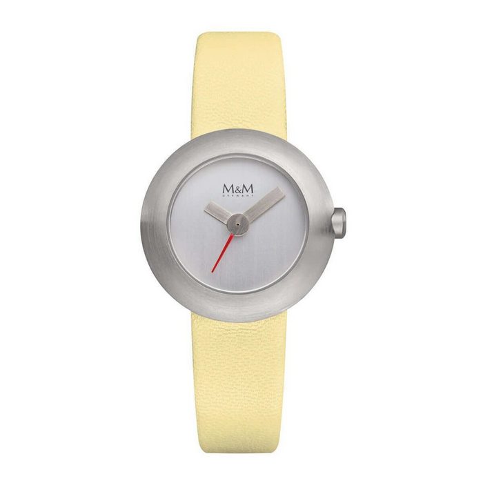 M&M Quarzuhr Armbanduhr Damen Leder Basic-M (1-tlg) Analoguhr rund mit Lederarmband Designer Uhr deutsche Manufaktur inkl. edles Etui