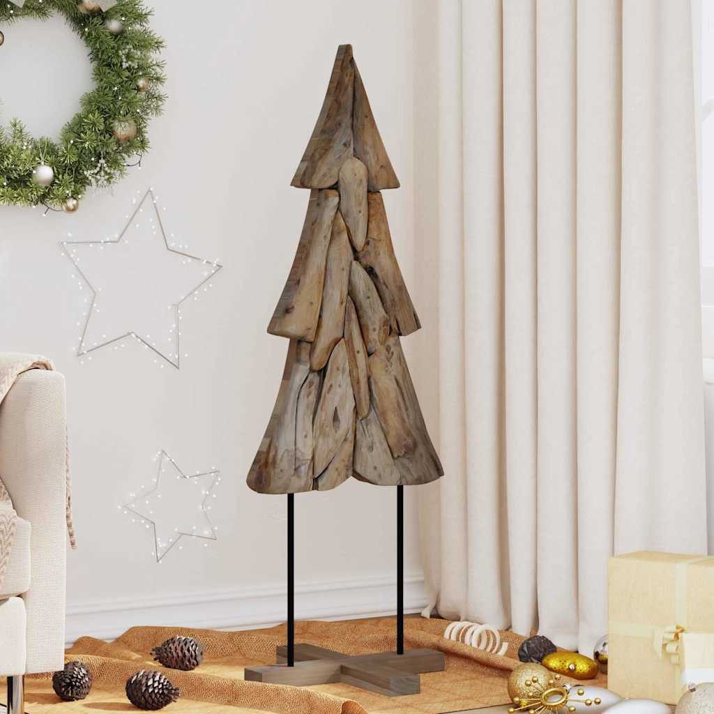 vidaXL Künstlicher Weihnachtsbaum Weihnachtsbaum mit Ständer Braun 121 cm Massivholz