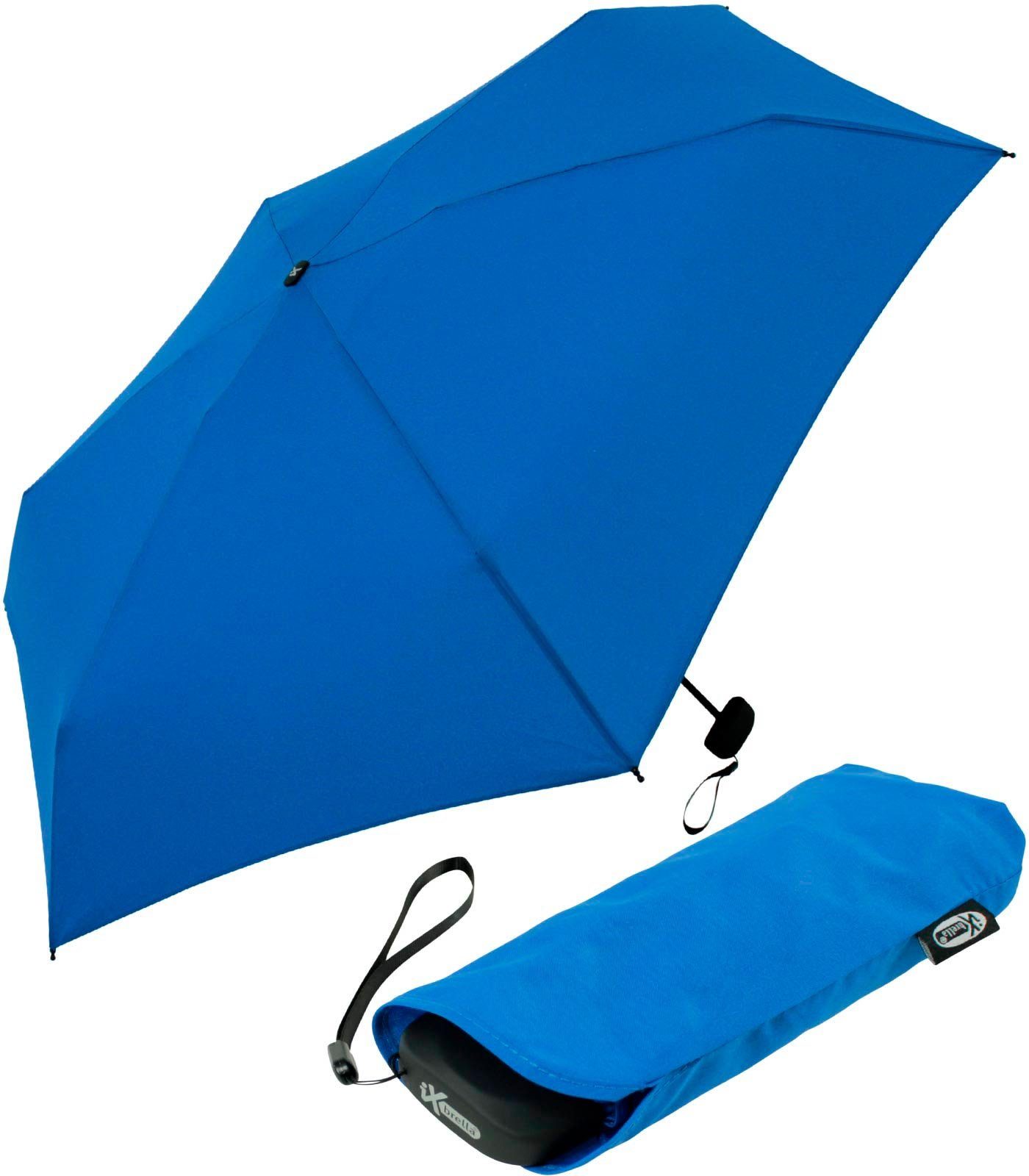 iX-brella Taschenregenschirm Super Mini 18 cm kleiner Schirm mit 94cm großem, super-mini blau