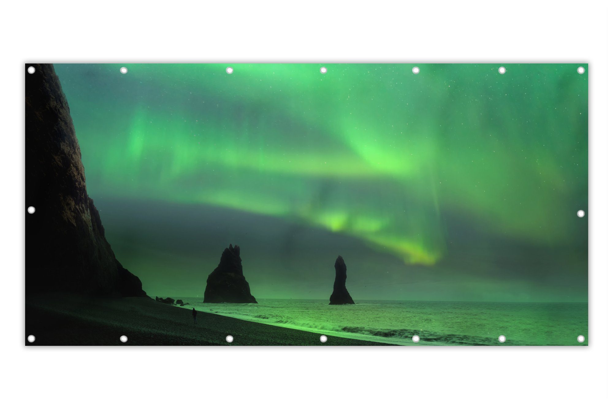 MuchoWow Balkonsichtschutz Nordlichter - Meer - Island (1-St) Balkon Sichtschutz 90x200, Windschutz für Zaun PVC, 200x90 cm