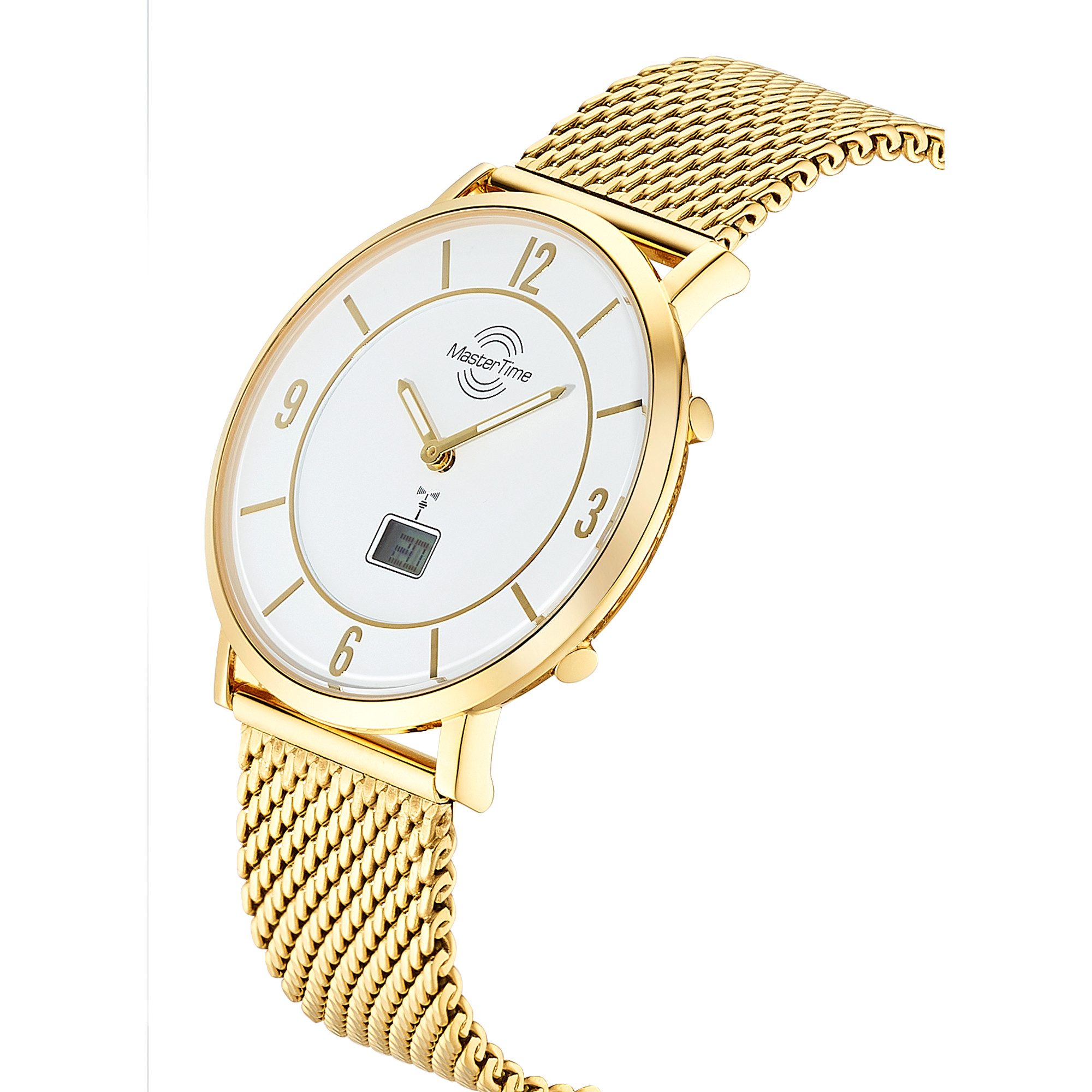 MASTER TIME Funkuhr Advanced MTGA-10948-12M, Quarzuhr, Armbanduhr, Herrenuhr, Edelstahlarmband, analog, digital