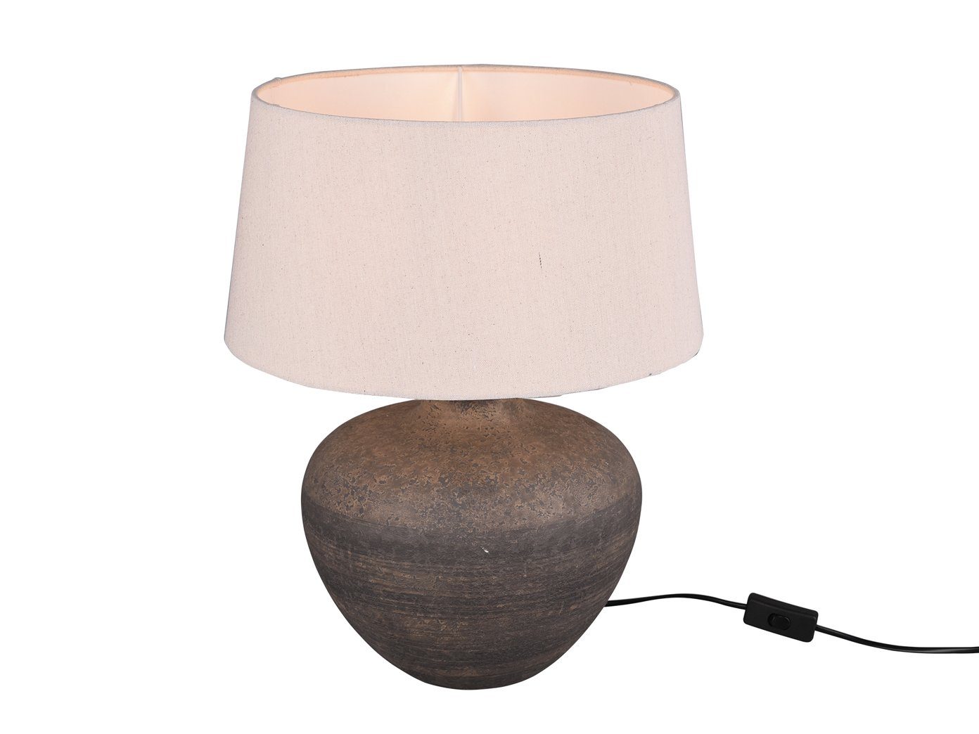 Reality Leuchten LED Tischleuchte, LED wechselbar, Warmweiß, Große Design-klassiker mit Keramik & Stoff Lampenschirm Beige, H: 46cm