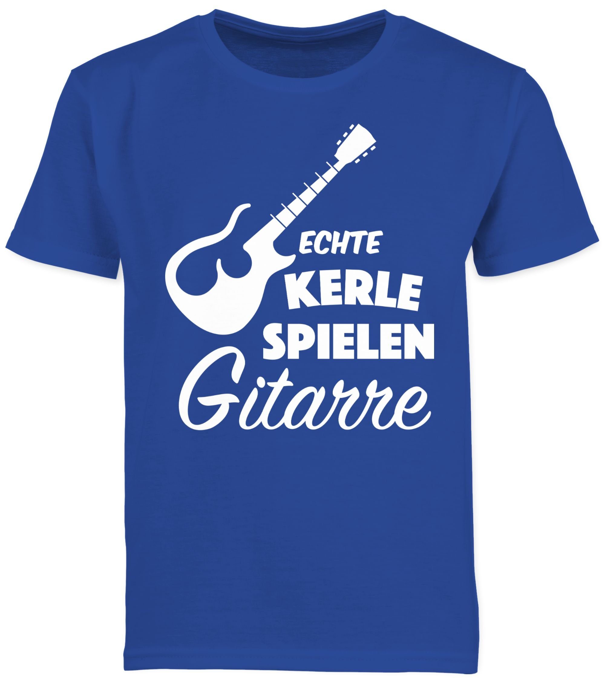 Shirtracer T-Shirt Statement Gitarre Kinder Kerle Royalblau spielen 3 Echte Sprüche