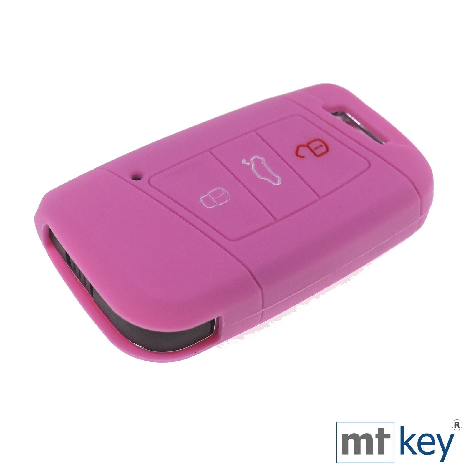 Tasten Schutzhülle 3 Schlüsselband, Arteon mt-key SMARTKEY Rosa VW Autoschlüssel B8 Schlüsseltasche Softcase KEYLESS Skoda Silikon für Kodiaq mit Passat