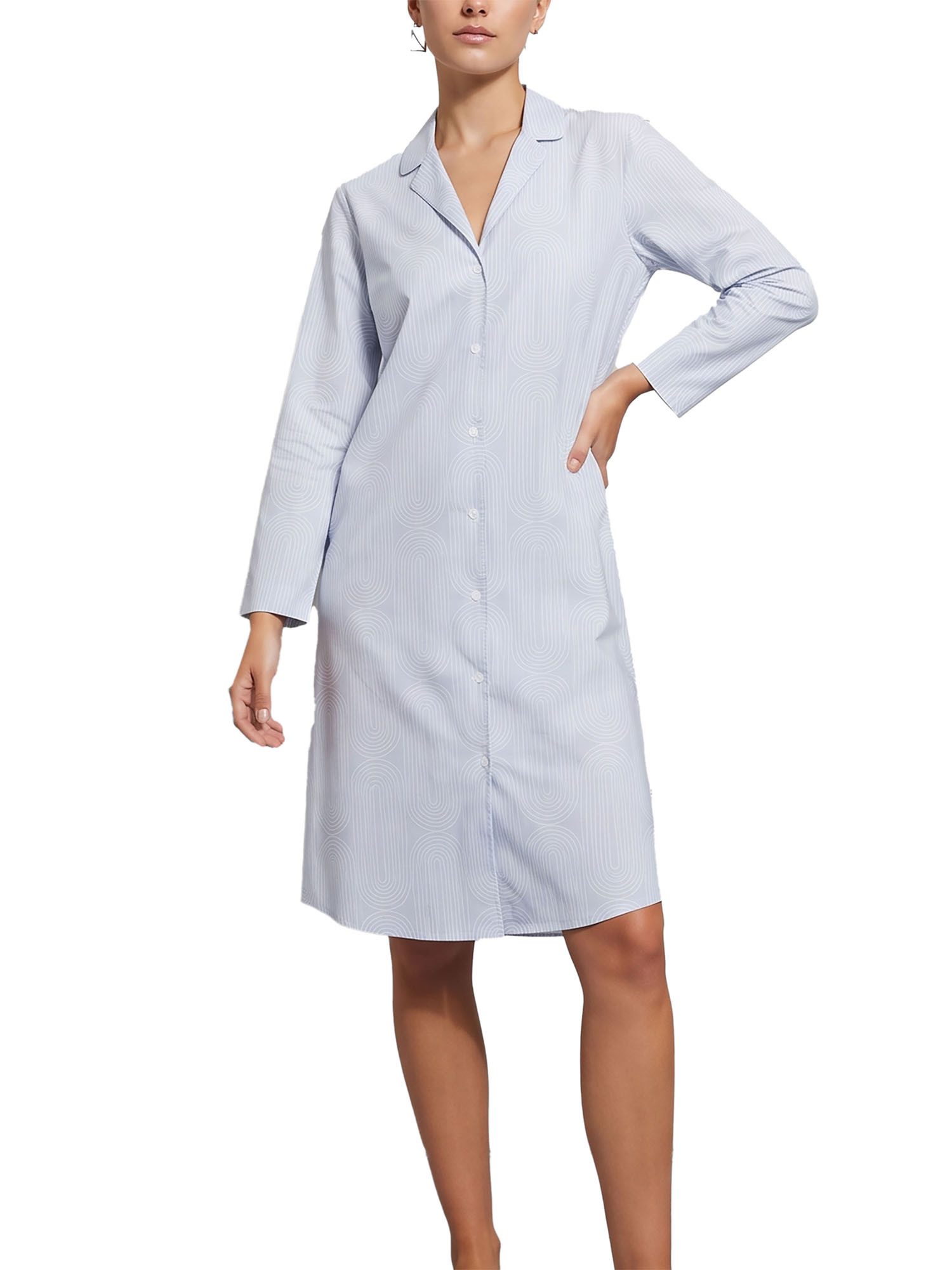 seidensticker Nachthemd Damen Nachthemd Lang bodywear (Stück, 1-tlg) aus Modal, dezenter Allover-Print, Hemdkragen, durchgeknöpft