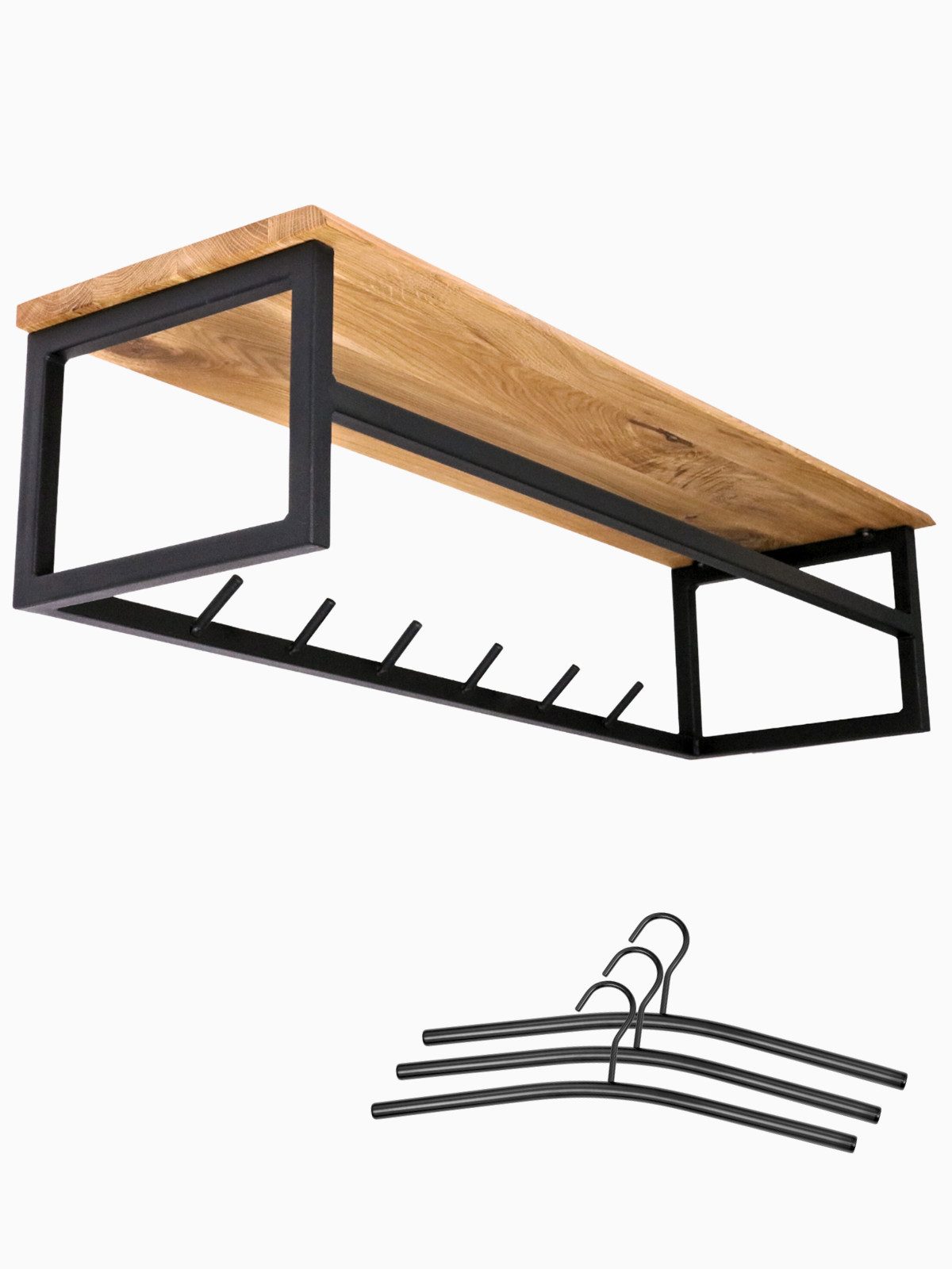 holz4home® Wandgarderobe Garderobe aus massivem Eichenholz mit Metallrahmen günstig online kaufen