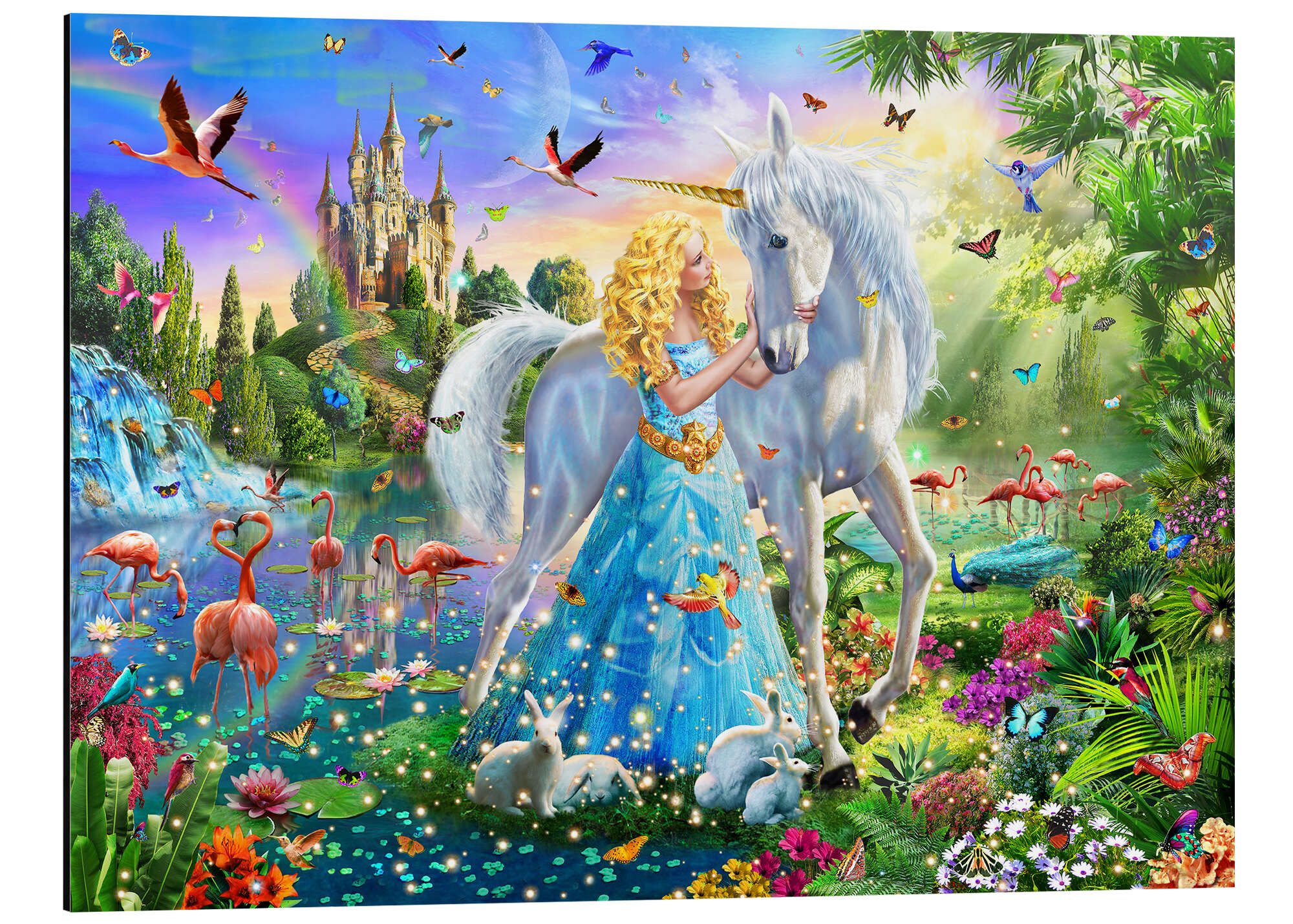 Posterlounge Wandbild Die Prinzessin, das Einhorn und das Schloss, Adrian Chesterman, erhältlich als Poster, Leinwandbild, Wandsticker oder Acrylglasbild