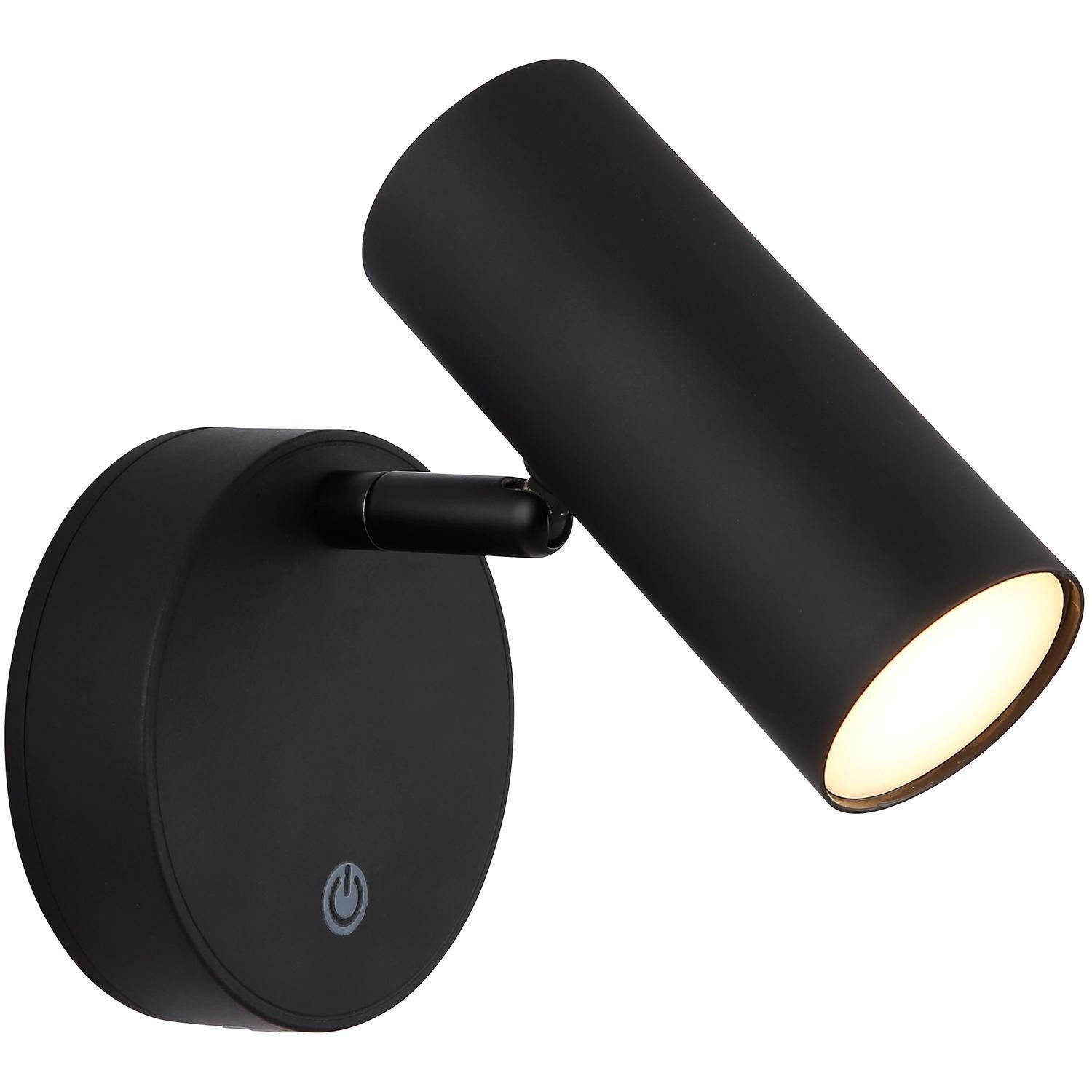 GLOBO LIGHTING LED Wandleuchte ALLVI, Schwarz, Kunststoff, Akkubetrieben, Dimmfunktion, LED fest integriert, Extra-Warmweiß, B 10 x H 12,5 x T 15 cm