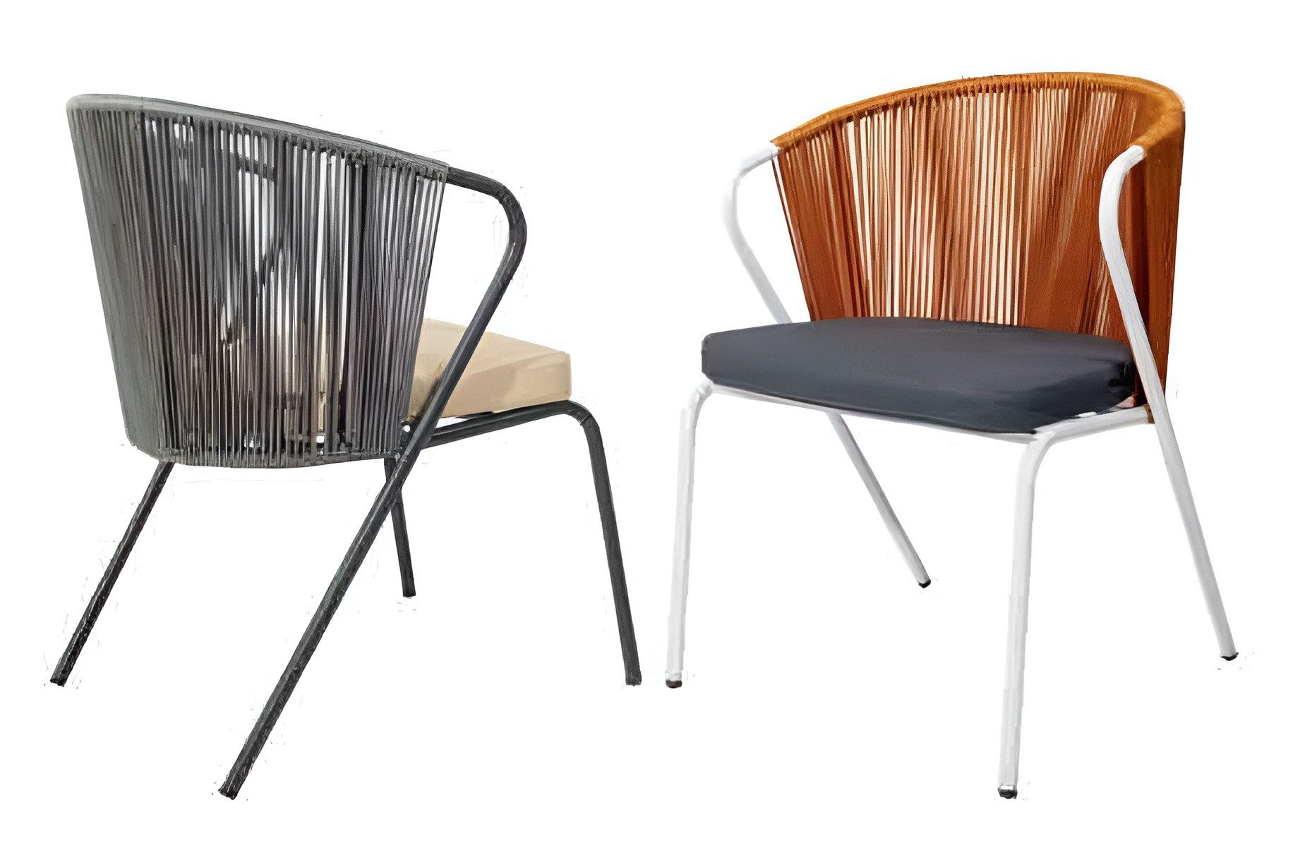 Xlmoebel Gartenstuhl Grau mit schwarzen Edelstahlbeinen, gemütliche Polsterung, Hergestellt in Europa