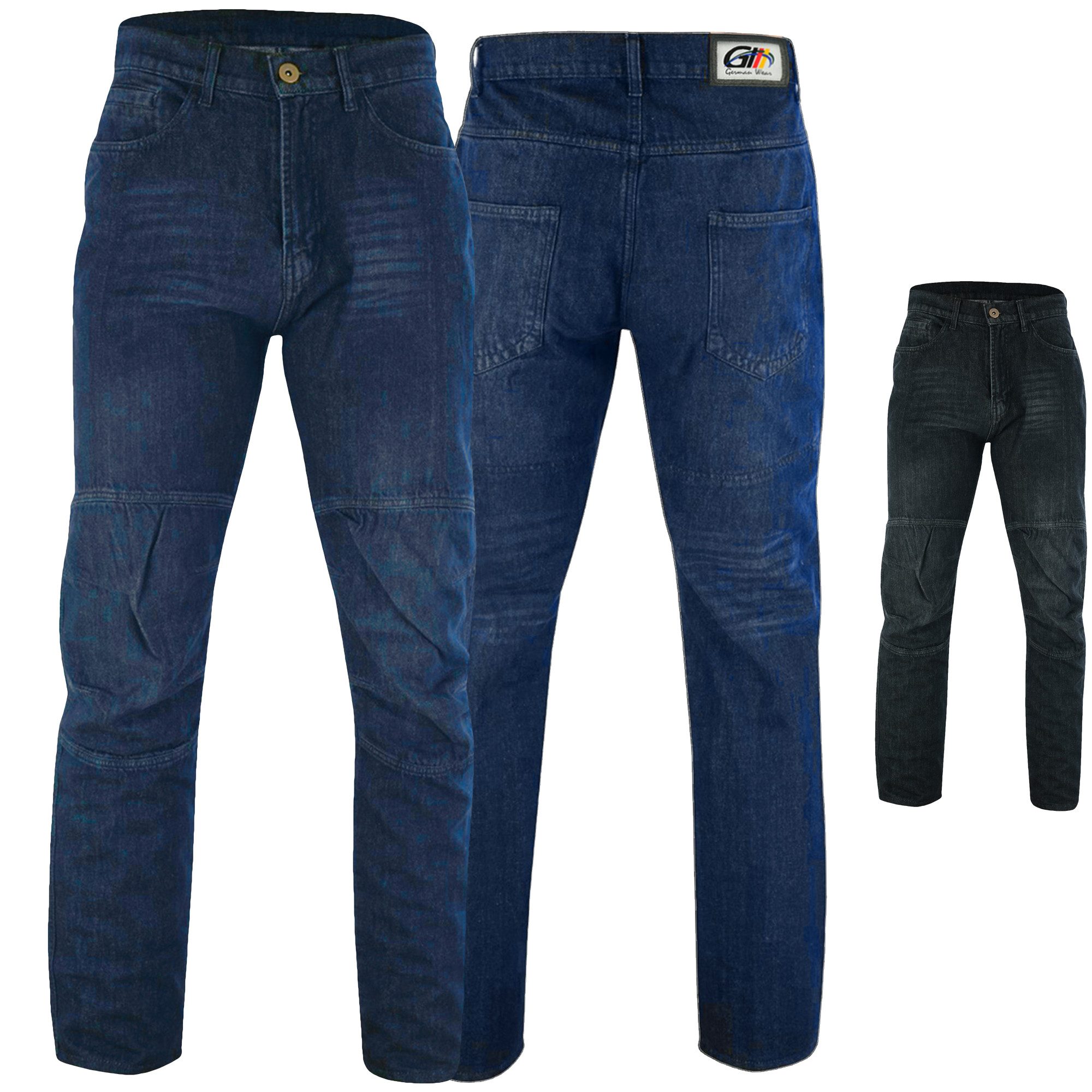 German Wear Motorradhose Jeans-006 (mit 4 Protektoren) Herren Jeanshose mit Protektoren Aramid-Kevlar-Futter