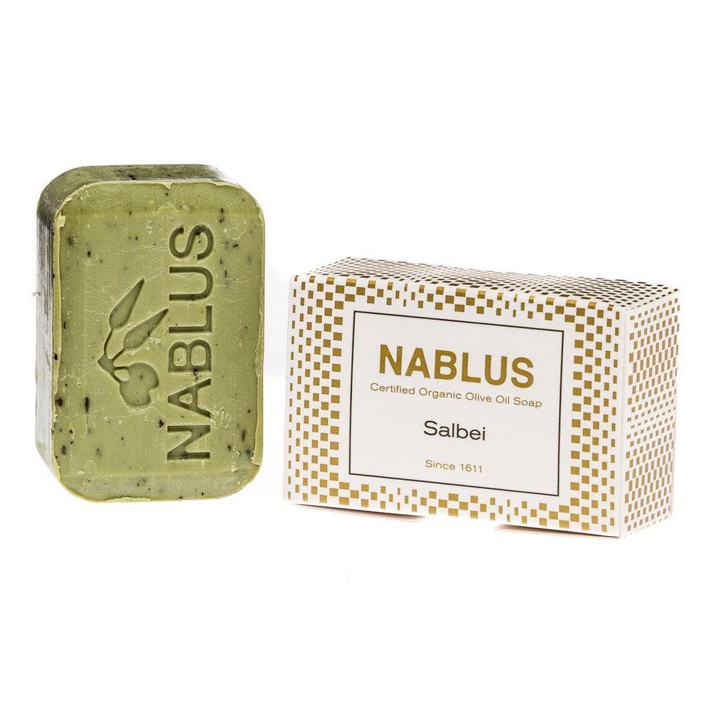 Nablus Feste Duschseife Olivenseife Salbei, Olivgrün, 100 g