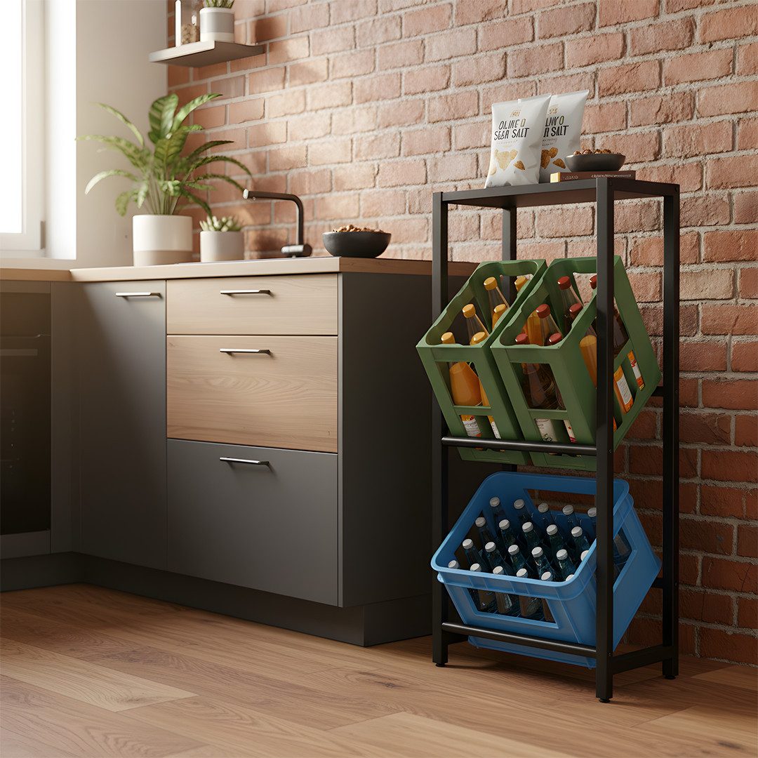 STEELSØN Flaschenregal Macondo mit Ablage, 2 Kisten, Getränkekistenregal au günstig online kaufen