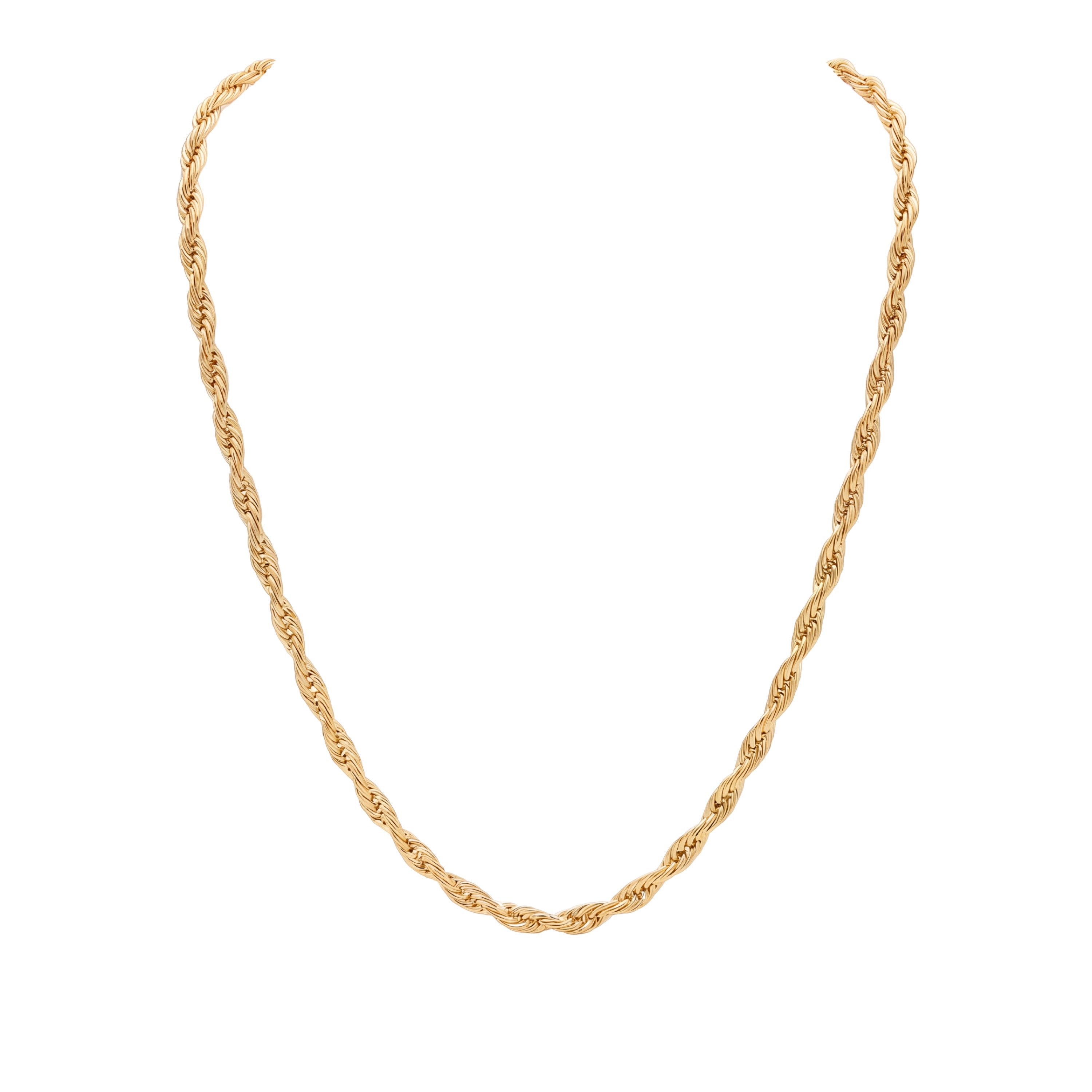 salazar.plus Edelstahlkette Luxus Kordelkette Rope aus vergoldetem Edelstahl geflochten, delstahl Kordelkette vergoldet – Länge 50cm, Breite 2mm, Rope Design