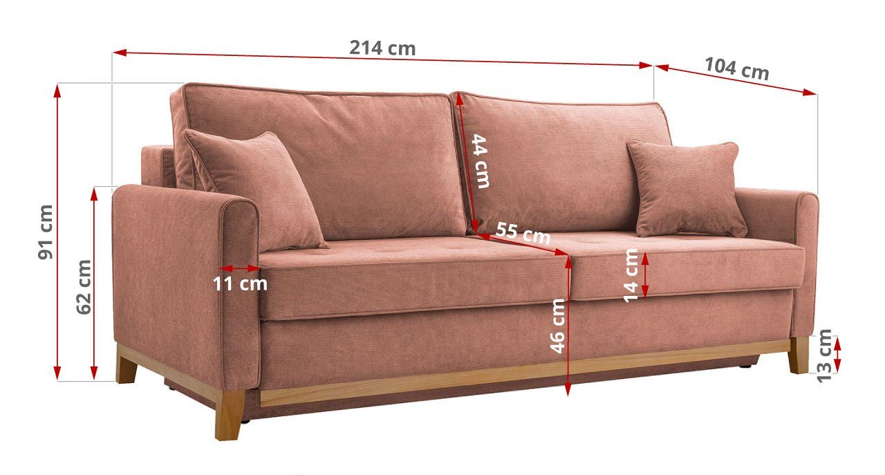 abnehmbaren Rückenkissen, Federndes MÖBEL Sofa Sitzpolster freistehend mit MKS ARRAS,