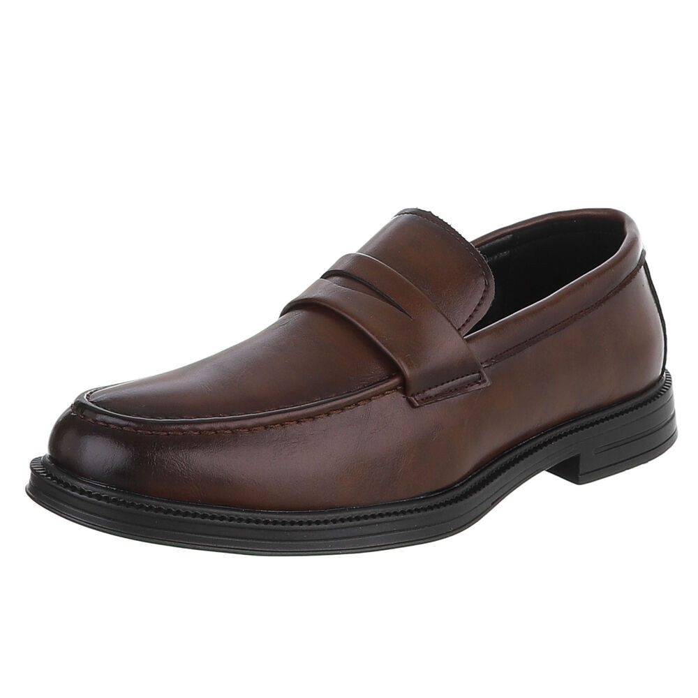 Coolwalk Herren Slip-On Schuh mit Riemen, casual elegant Slipper (91917826) Blockabsatz Slipper in Braun