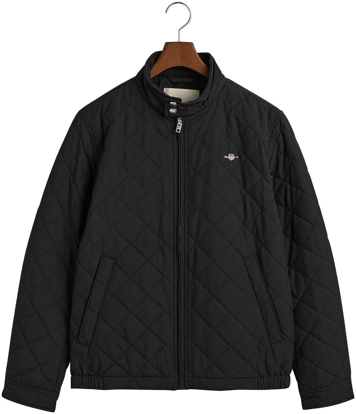 Gant Steppjacke QUILTED black WINDCHEATER Rautensteppung mit