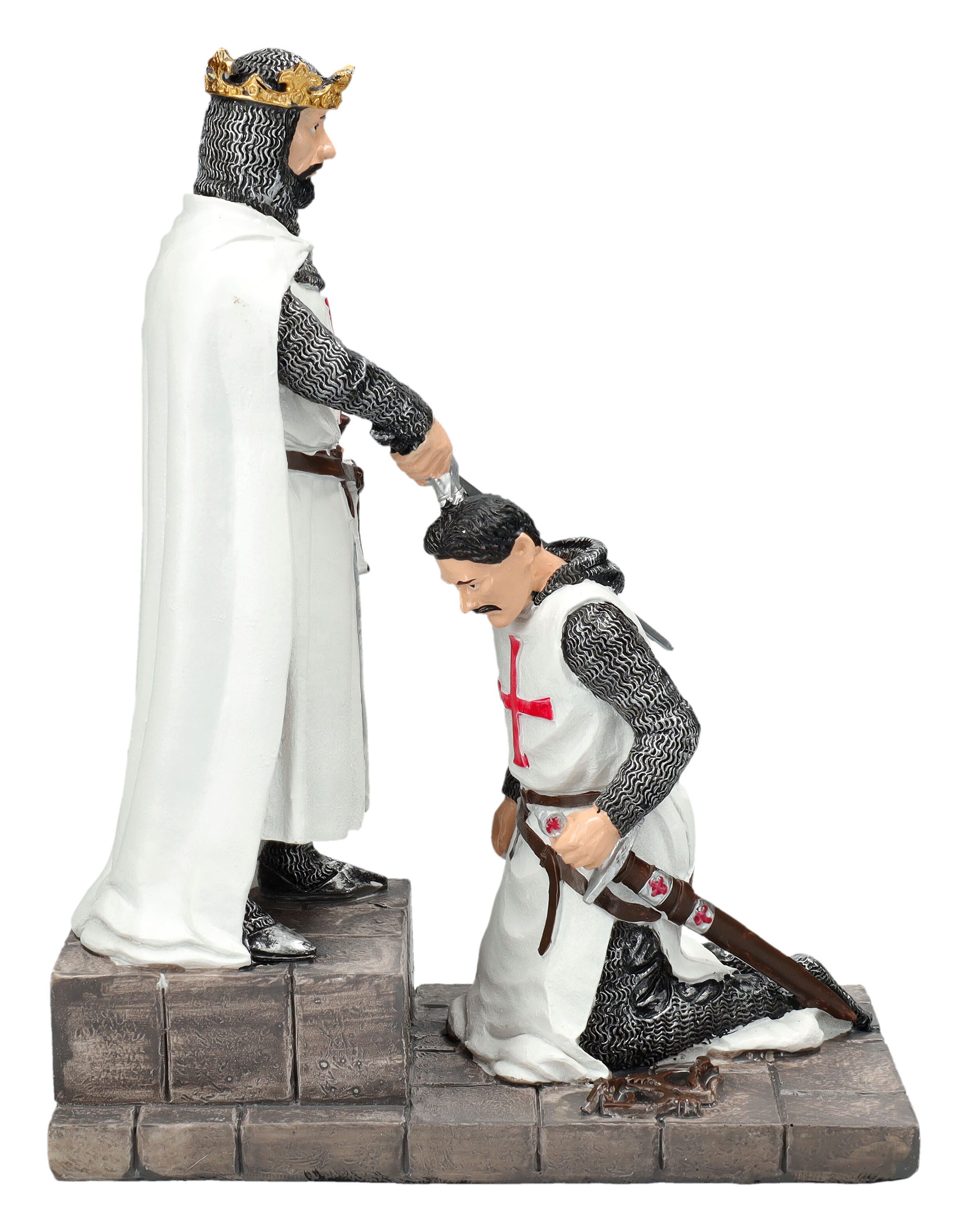 Figuren Shop GmbH Dekofigur Tempelritter Figur – Ritterschlag Statue Ritter Mittelalter 21.5 cm