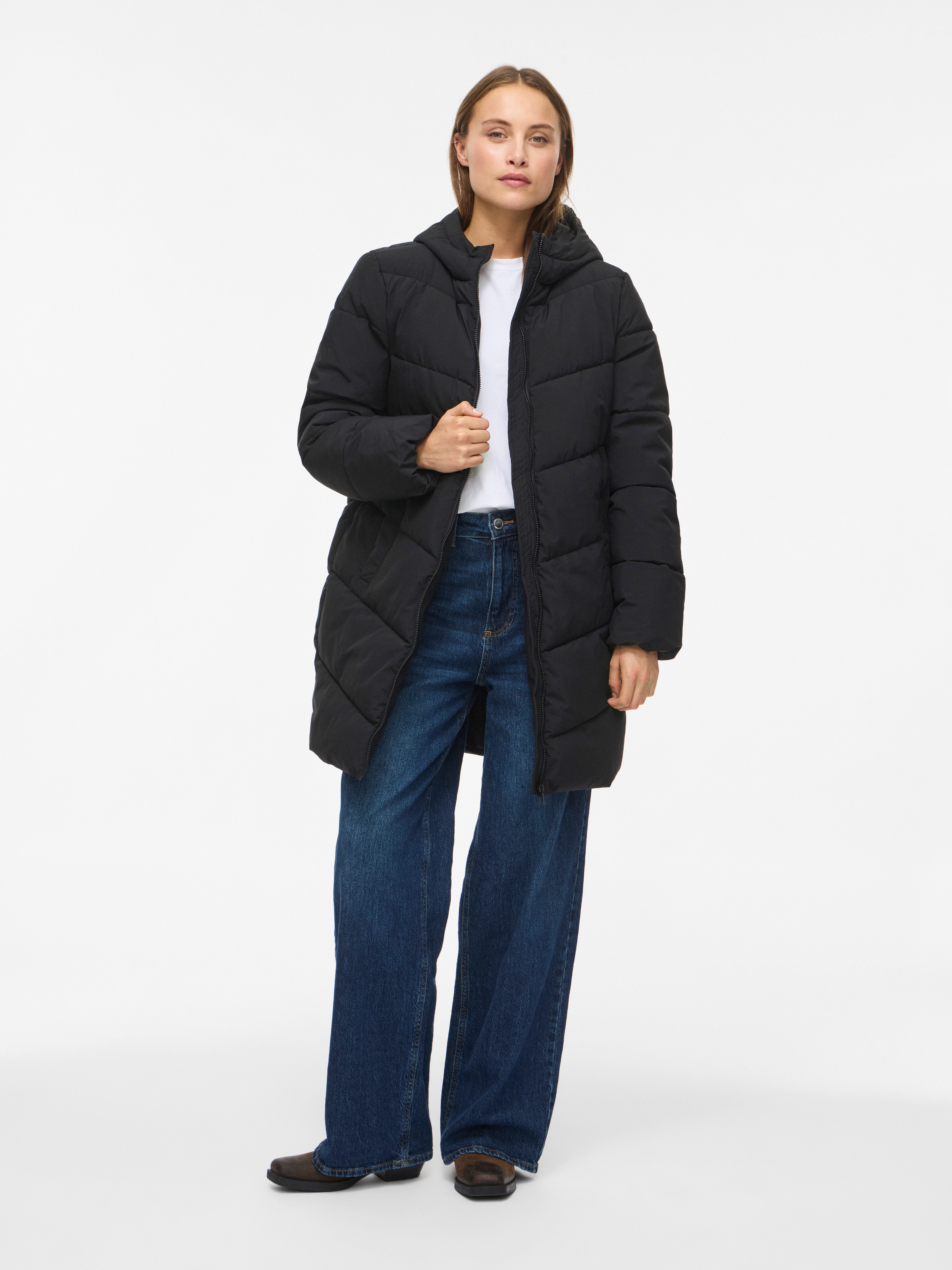 Vila Steppmantel VILAVENDER L/S HOOD PUFFER/TB/RK Kunstfaser – Bild 3 von 5