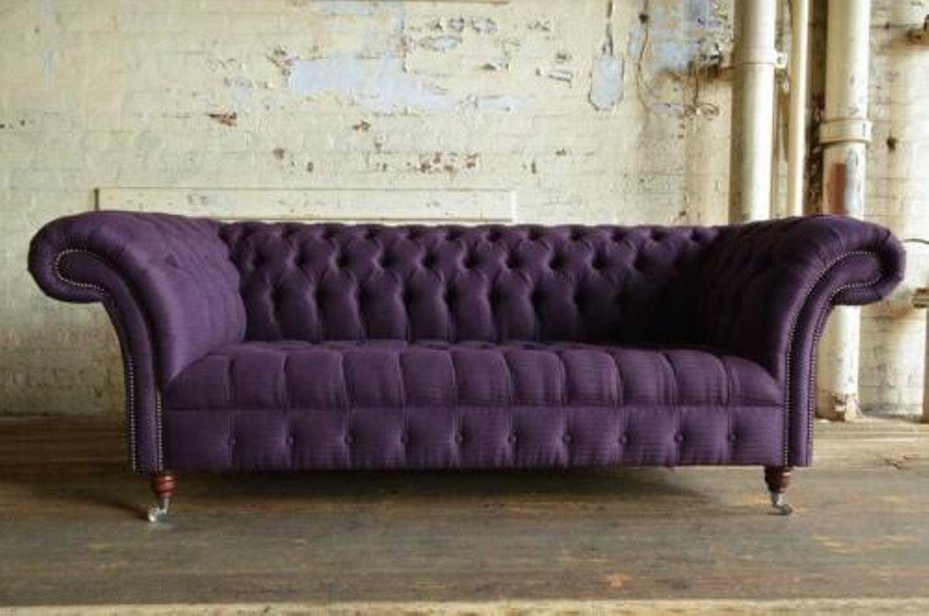JVmoebel 3-Sitzer 3 Sitzer Chesterfield Polster Sofas Design Luxus Couch Sofa Lila