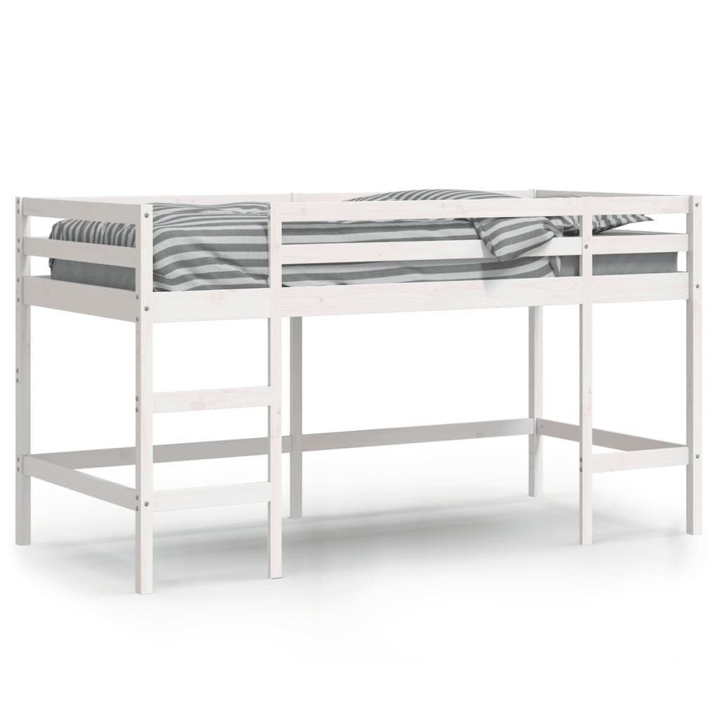 vidaXL Hochbett Kinderhochbett mit Leiter Weiß 90x190 cm Massivholz Kiefer günstig online kaufen