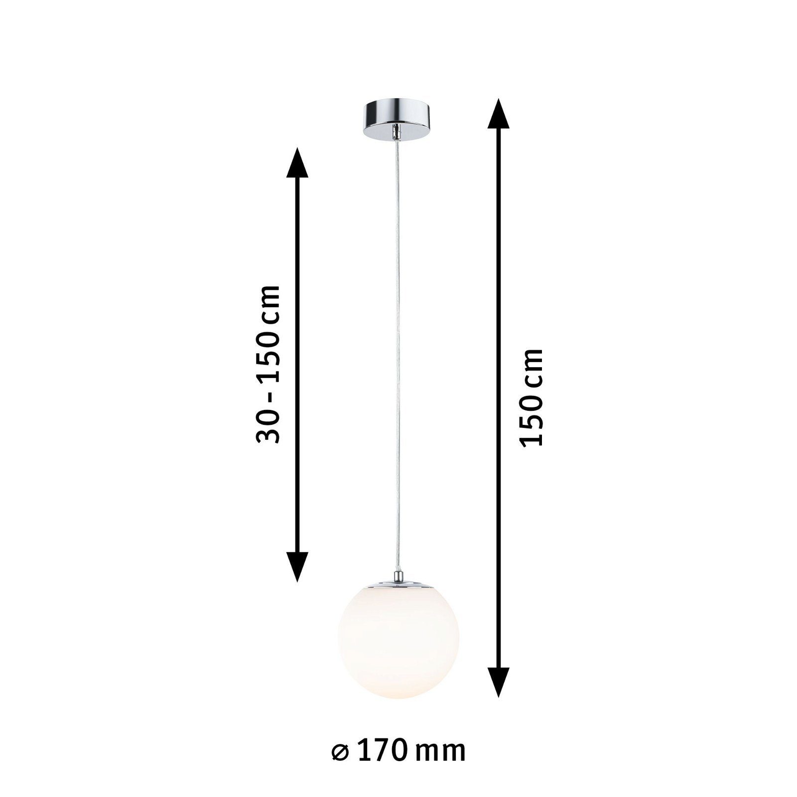 Gove fest Warmweiß 3000K integriert, LED Satin/Chrom IP44 LED Selection Paulmann Bathroom 9W Pendelleuchte Glas/Metall,
