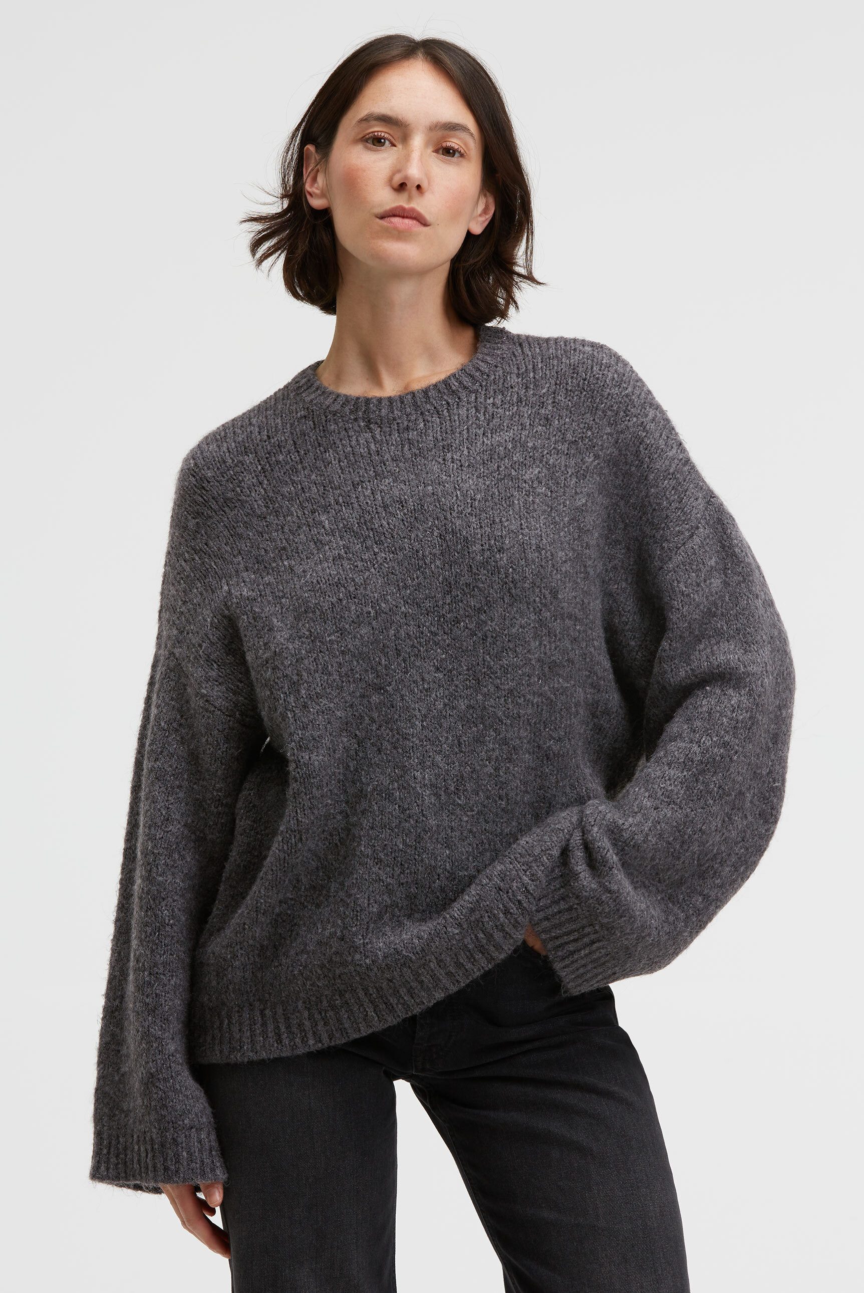 SENSES.THE LABEL Rundhalspullover mit weiten Ärmeln