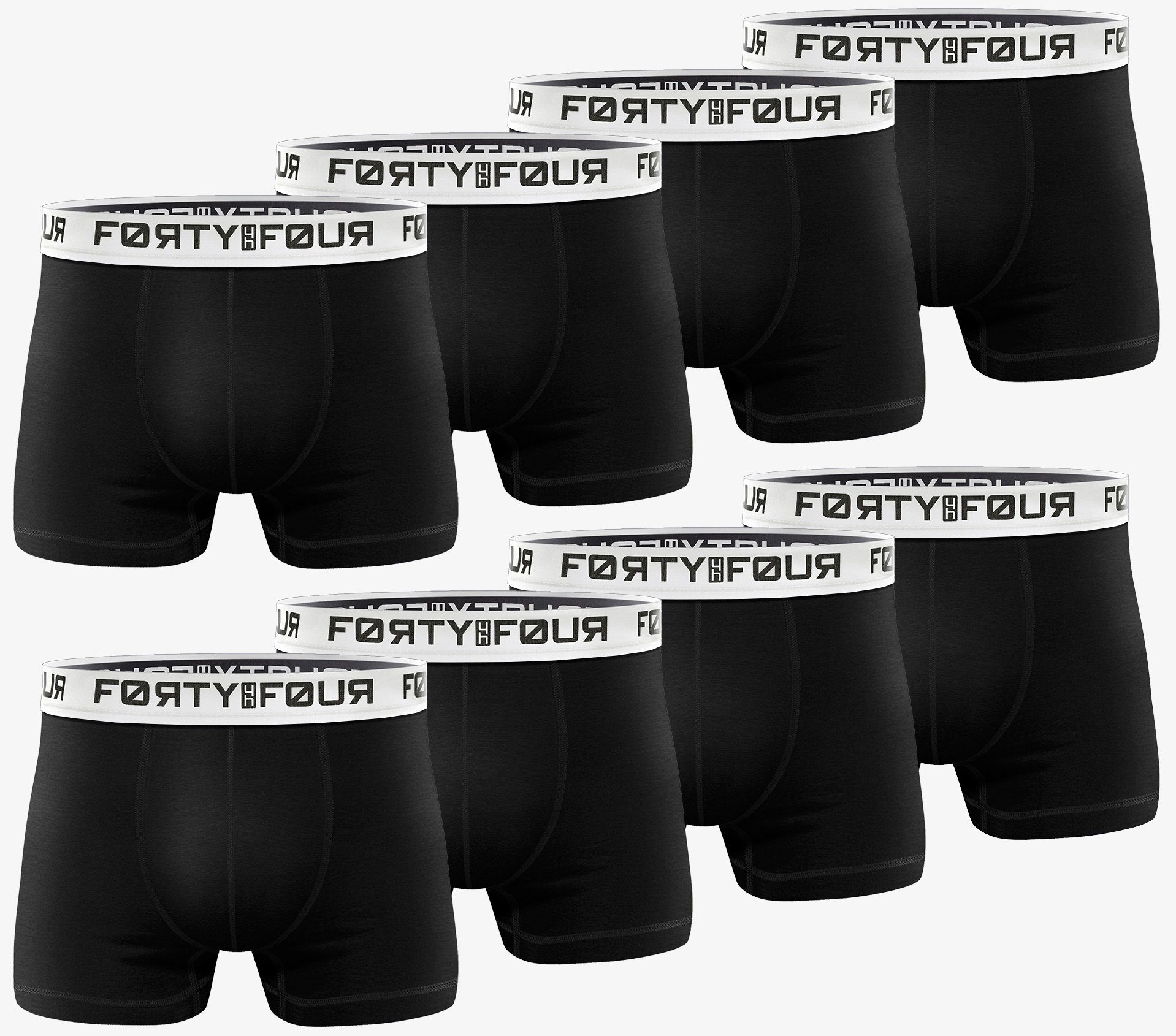 FortyFour Boxershorts Herren Männer Unterhosen Baumwolle Premium Qualität perfekte Passform (Vorteilspack, 8er Pack) S - 7XL 715b-schwarz