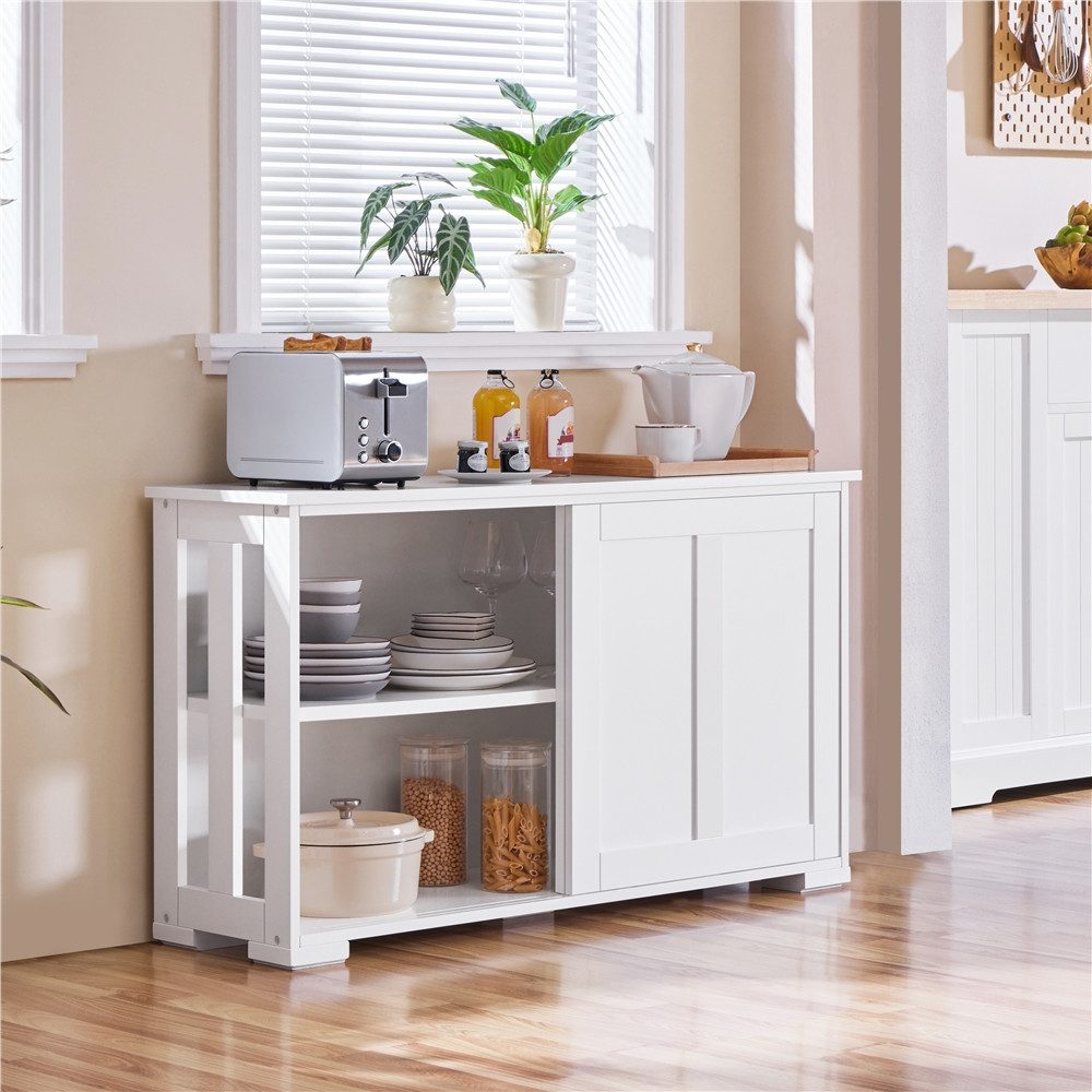 Yaheetech Kommode Küchenschrank Unterschrank, Sideboard mit Stauraum und Schiebetüren