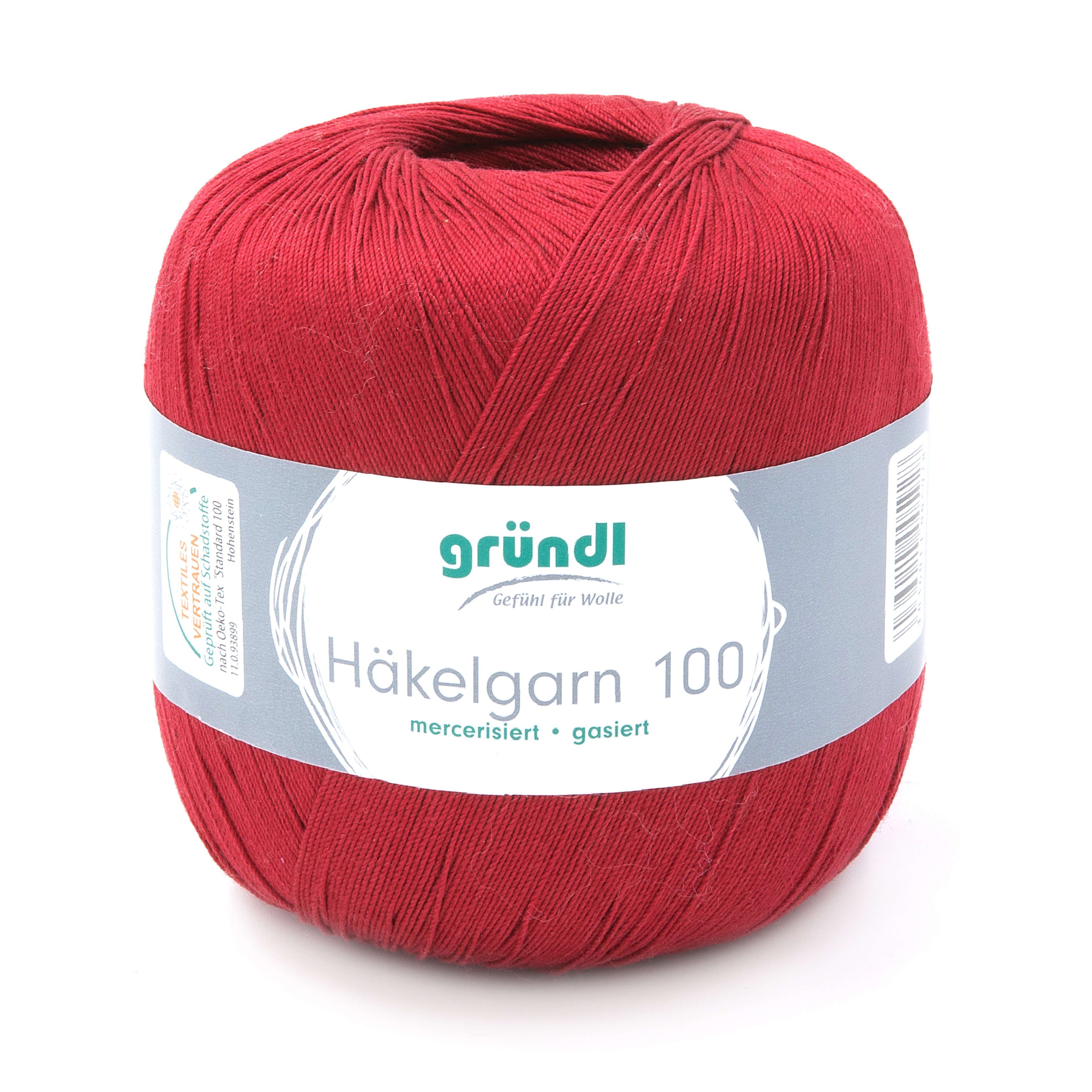 Gründl Häkelgarn 100, Baumwolle dünn zum Häkeln Handarbeiten DIY, 100g Häkelwolle, 566,00 m (Baumwollgarn, Filethäkelgarn), 60° waschbar