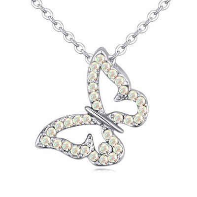 BUNGSA Ketten-Set Kette Schmetterling Silber aus Messing Damen (1-tlg), Halskette Necklace