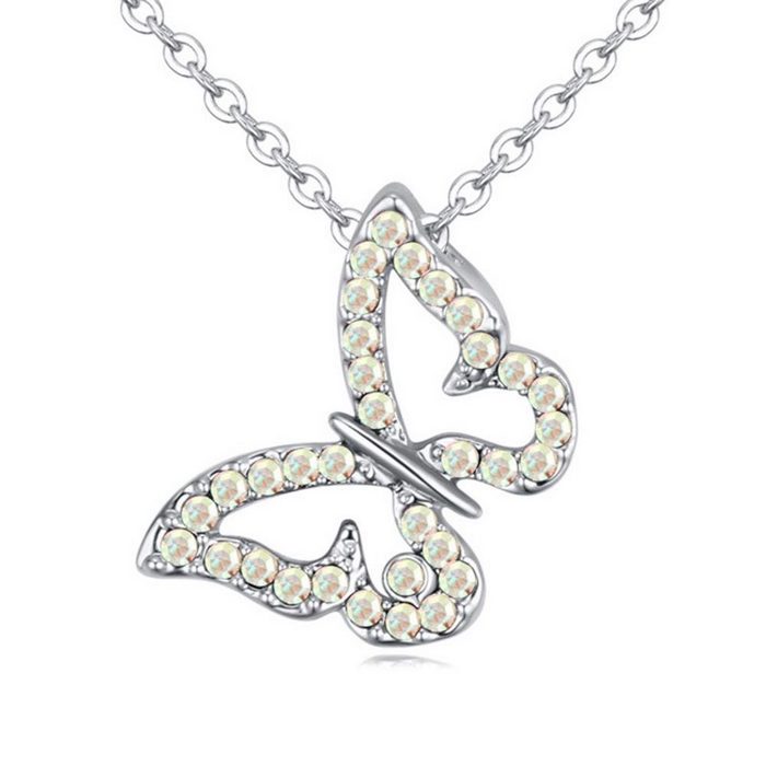 BUNGSA Ketten-Set Kette Schmetterling Silber aus Messing Damen (1-tlg) Halskette Necklace