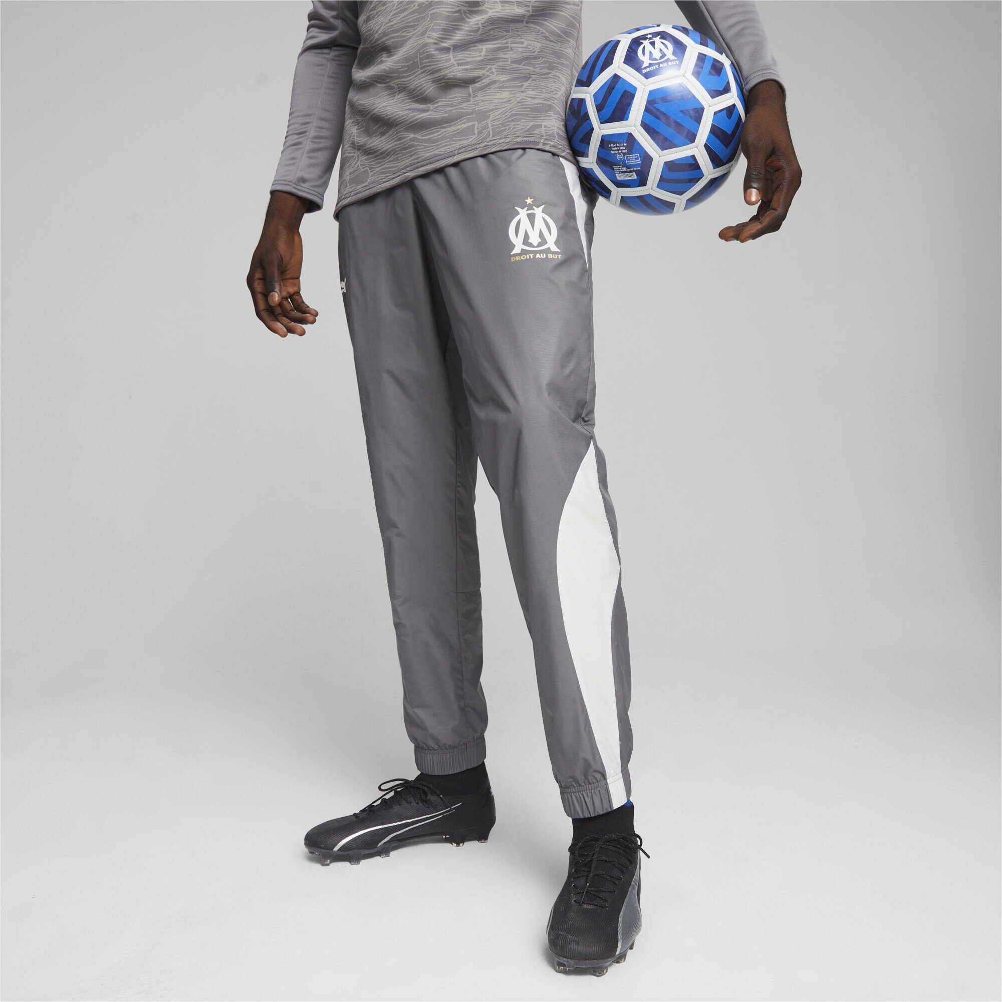 PUMA Sporthose Olympique de Marseille White Fußballhose Dark Gray Herren Cool Prematch